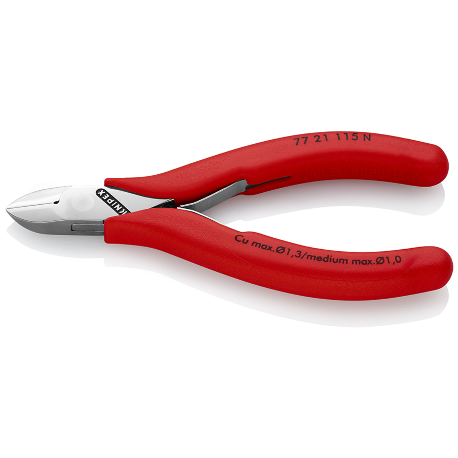 Pince coupante de côté de précision tête ronde coupe à ras 115mm - Ressort - PVC KNIPEX - 7721115N
