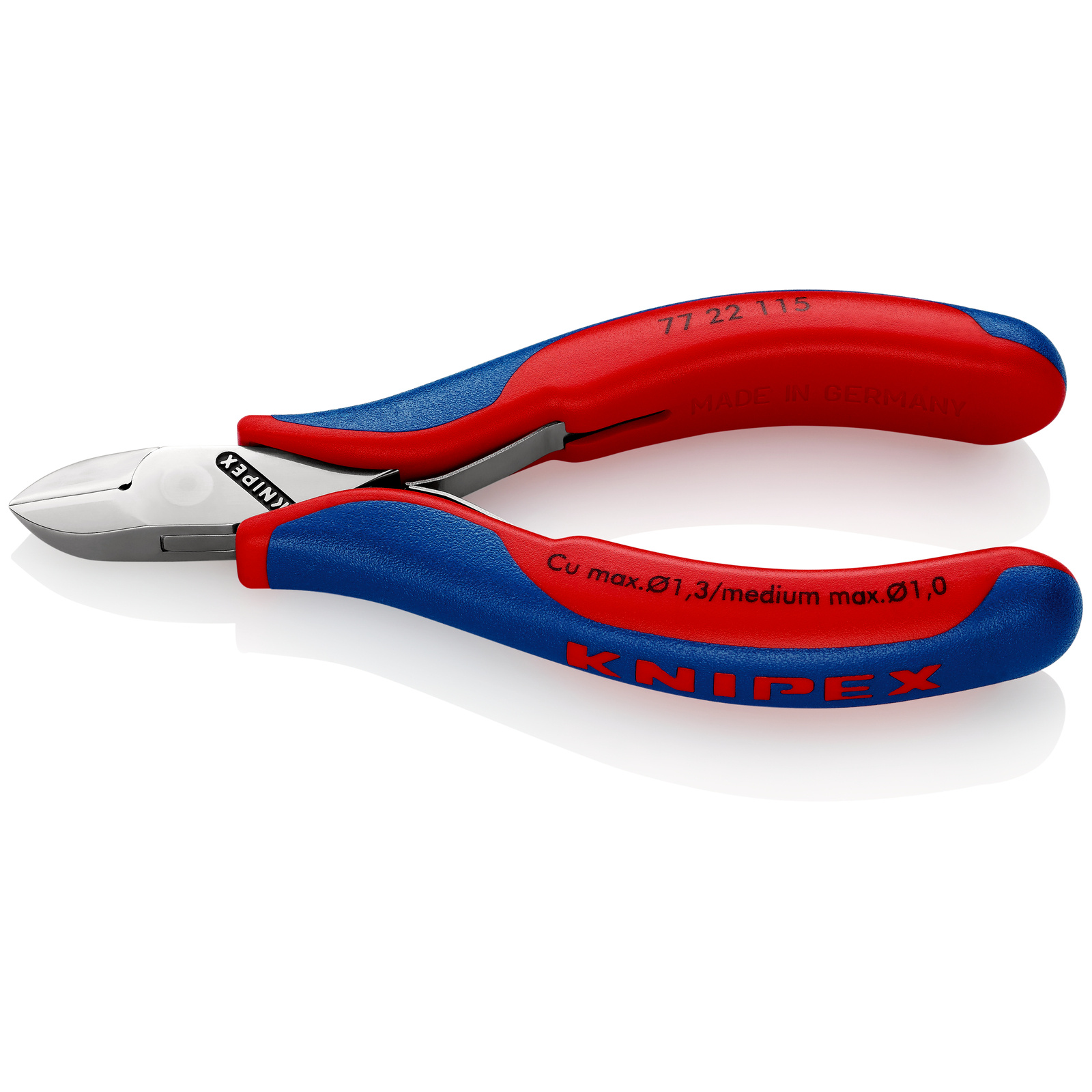 Pince coupante de précision tête ronde coupe à ras 115mm - Ressort - Bi-matière KNIPEX - 7722115