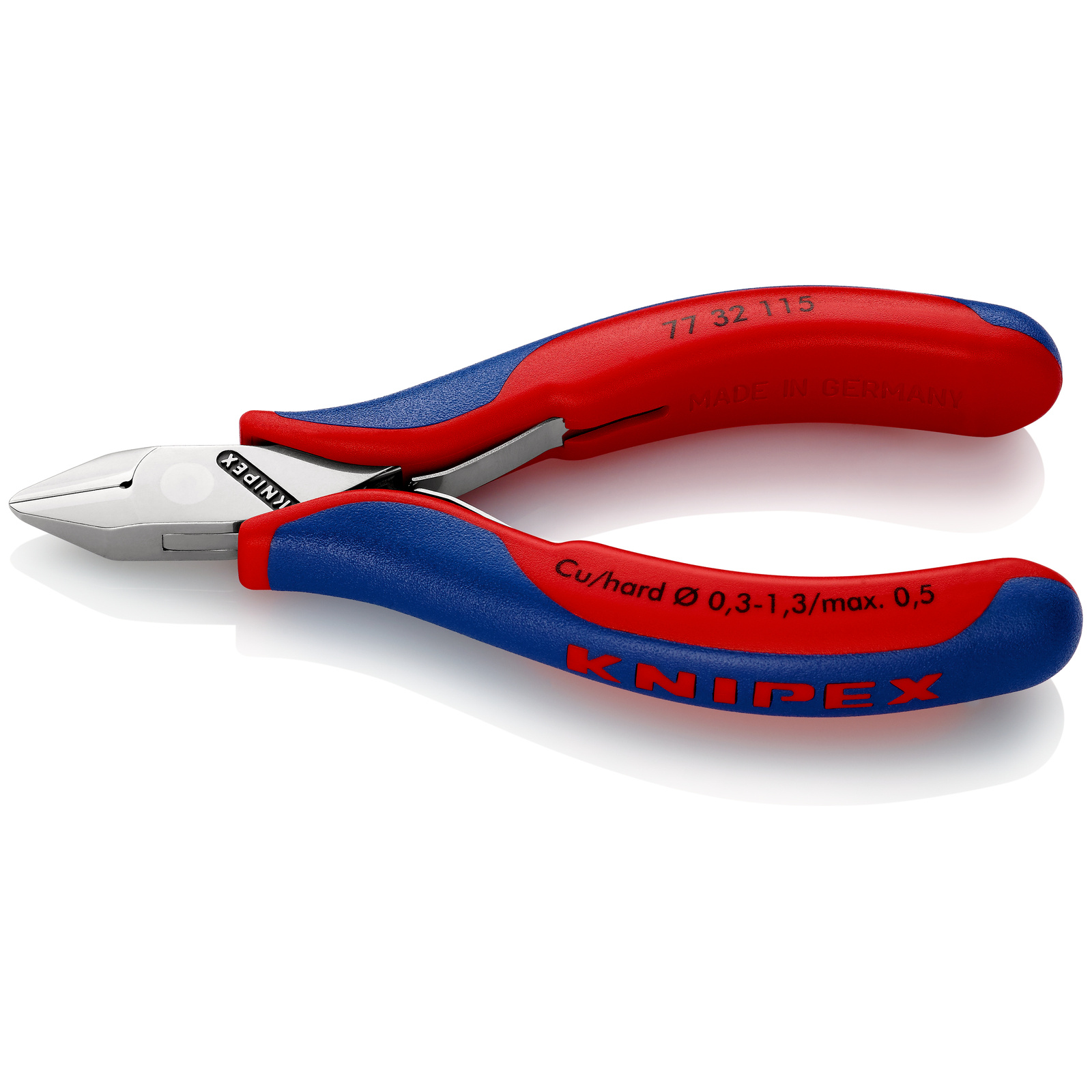 Pince coupante tête pointue petit biseau 115mm - Ressort - Bi-matière KNIPEX - 7732115