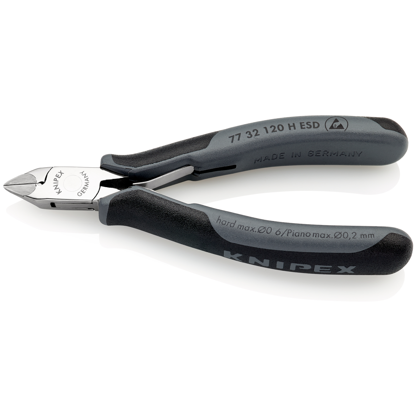 Pince coupante de précision tranchants au carbure 120mm - Bi-matière ESD KNIPEX - 7732120HESD