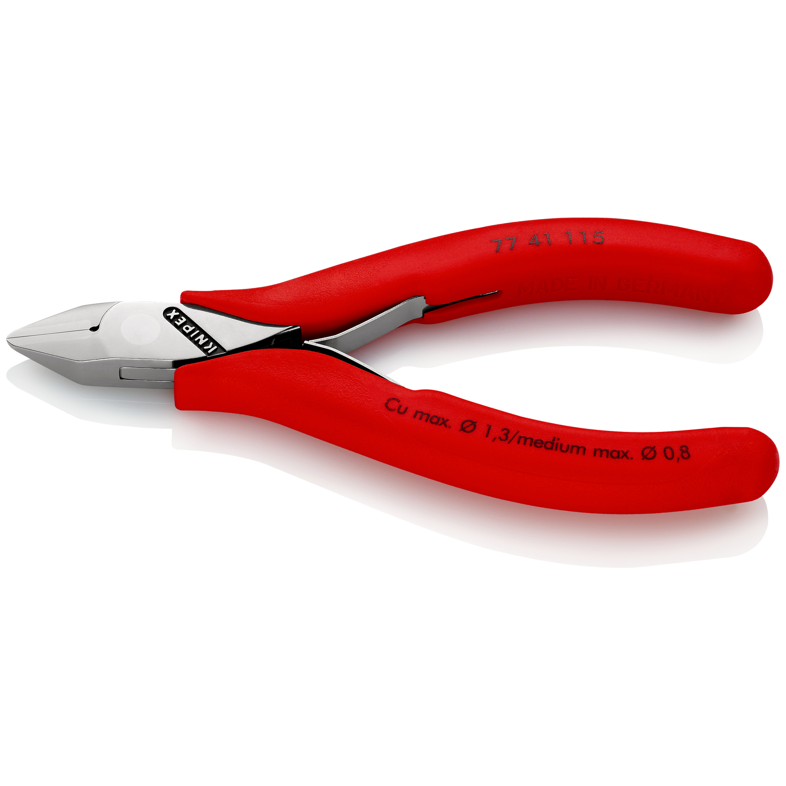 Pince coupante de côté tête pointue coupe à ras 115mm - Ressort - PVC KNIPEX - 7741115
