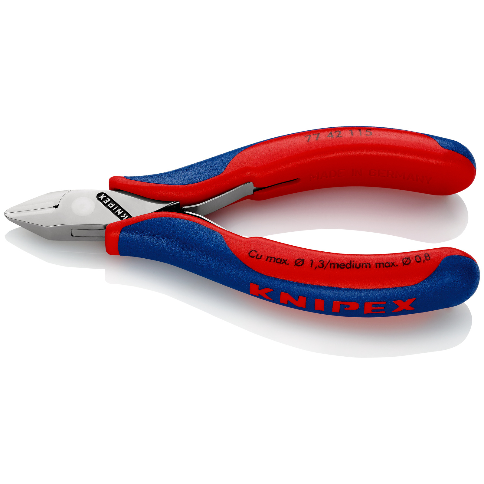 Pince coupante de précision tête pointue coupe à ras 115mm Ressort - Bi-mat - SC KNIPEX - 7742115SB