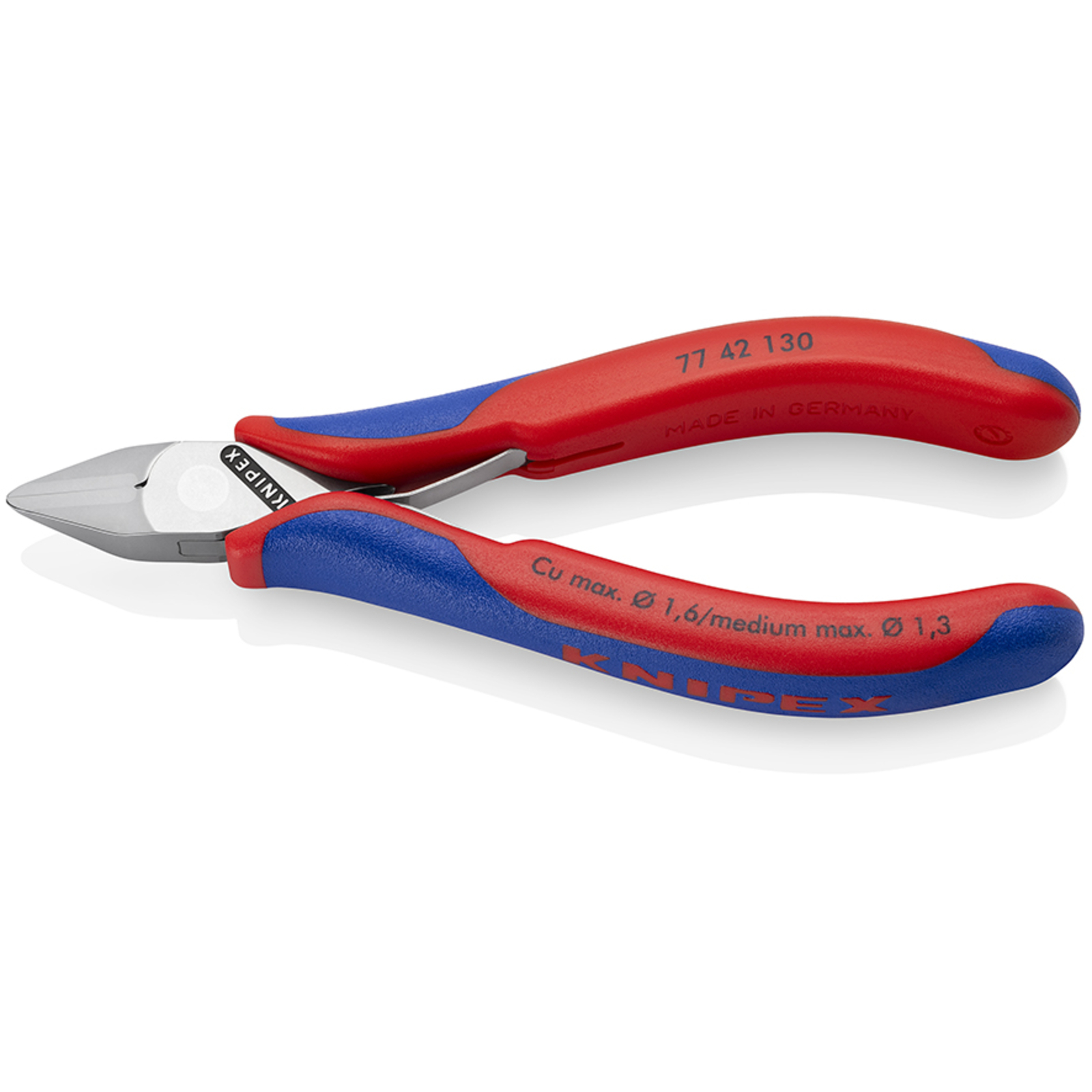 Pince coupante de précision tête pointue coupe à ras 130mm Ressort - Bi-matière KNIPEX - 7742130