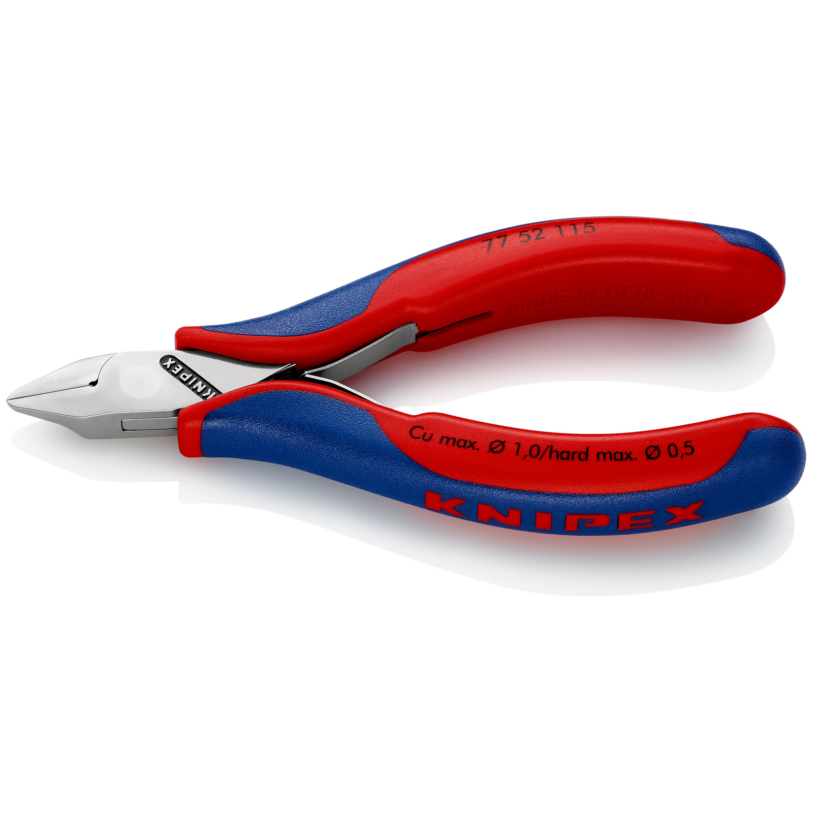 Pince coupante tête pointue petit biseau 115mm - Ressort - Bi-matière KNIPEX - 7752115