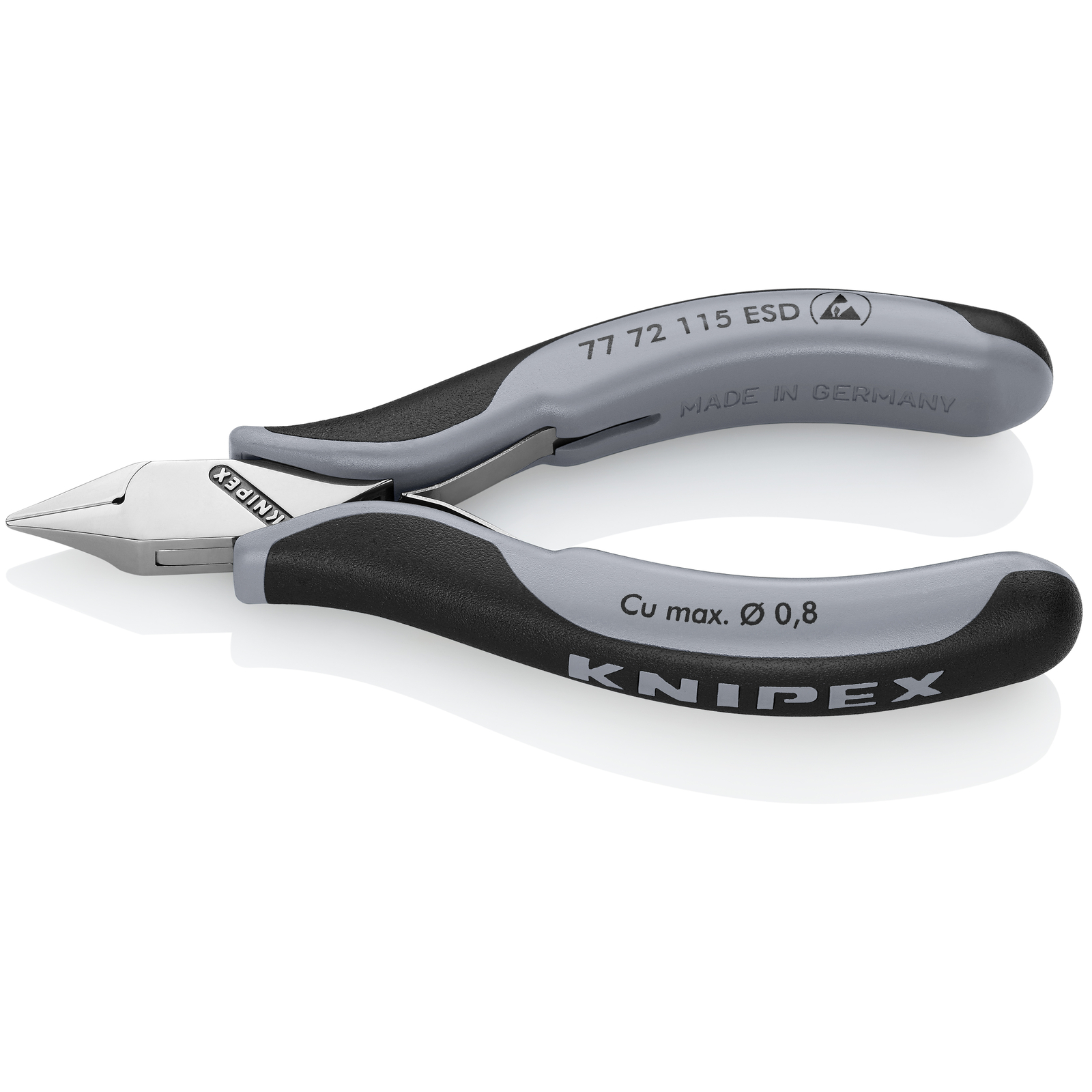 Pince coupante tête pointue miniature petit biseau 115mm Ressort Bi-matière ESD KNIPEX - 7772115ESD