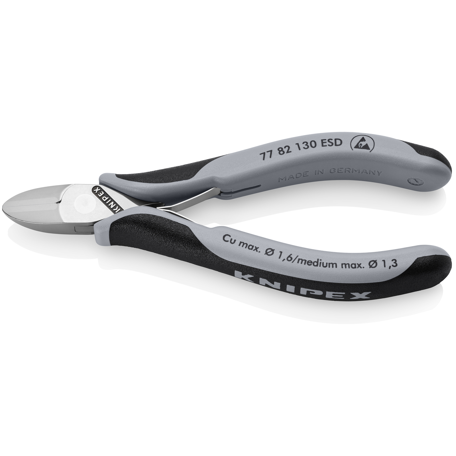 Pinces coupantes de côté pour l’électronique ESD avec gaines bi-matière 130 mm KNIPEX - 7782130ESD