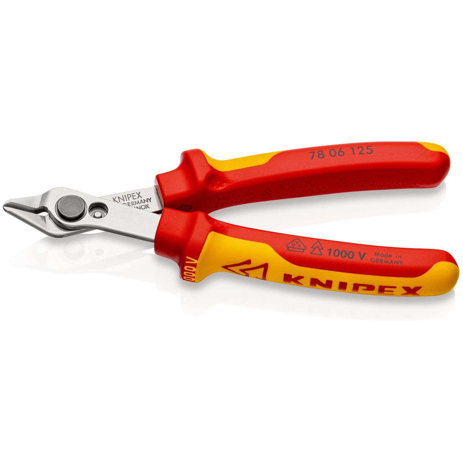 Pince coupante de coté Super Knips 125mm - Bi-matière - Chromée - 1000V -SC KNIPEX - 7806125SB