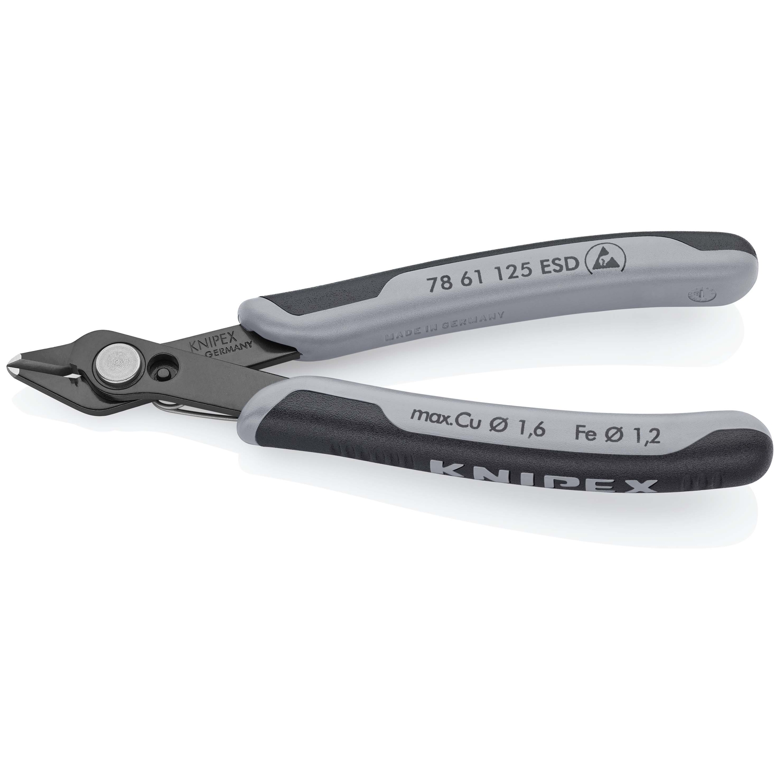 Pince coupante de précision Super Knips 125mm Ressort Bi-matière ESD SC KNIPEX - 7861125ESDSB