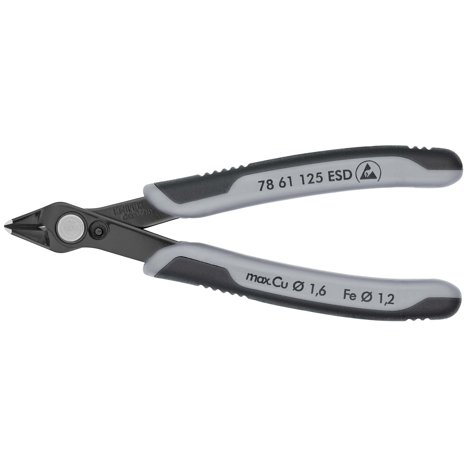 Pince coupante de précision Super Knips 125mm - Ressort - Bi-matière ESD KNIPEX - 7861125ESD