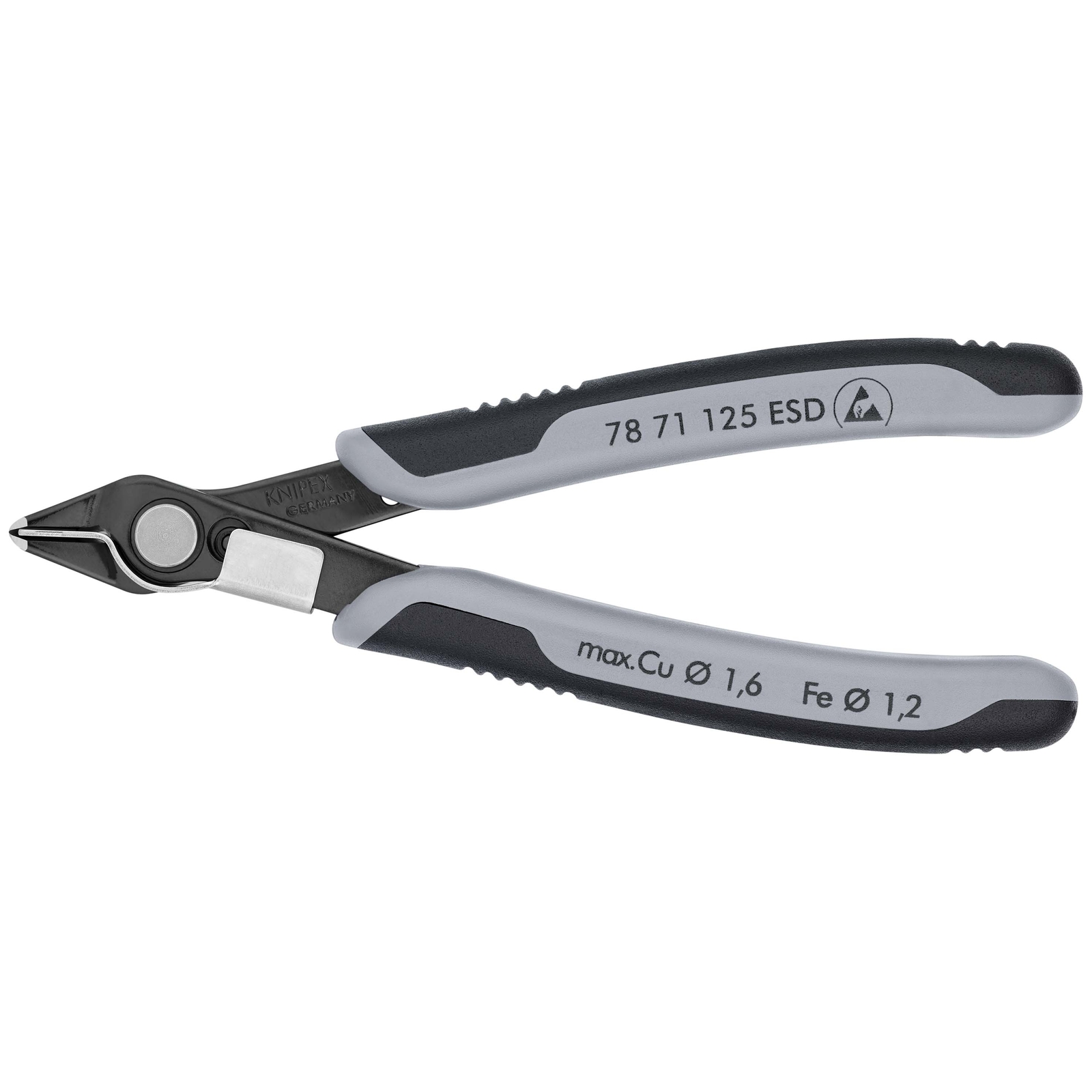 Pince coupante de précision Super Knips 125mm Ressort - Bi-matière - ESD KNIPEX - 7871125ESD
