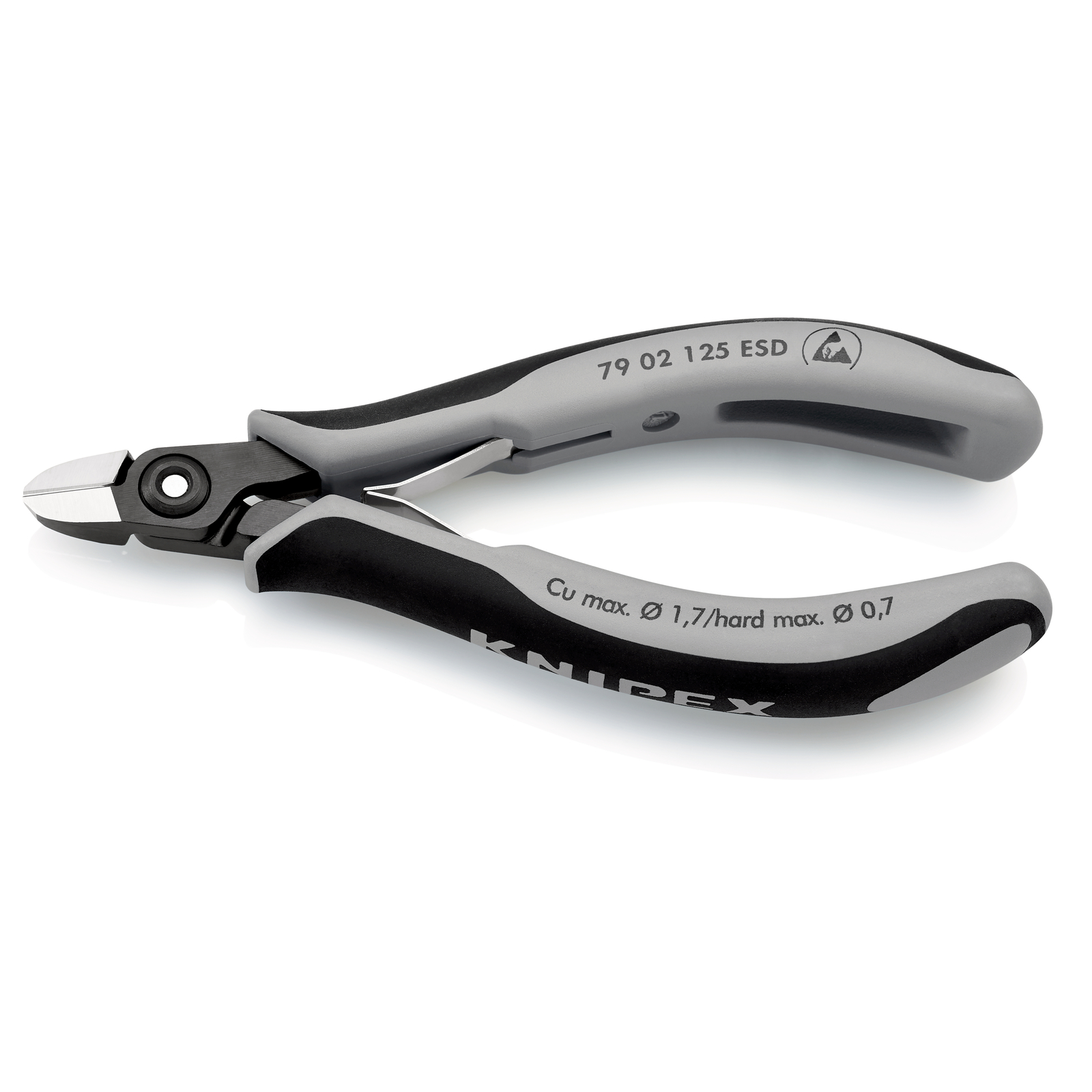 Pince coupante de précision petit biseau 125mm - Ressort - Bi-matière - ESD - SC KNIPEX - 7902125ESDSB