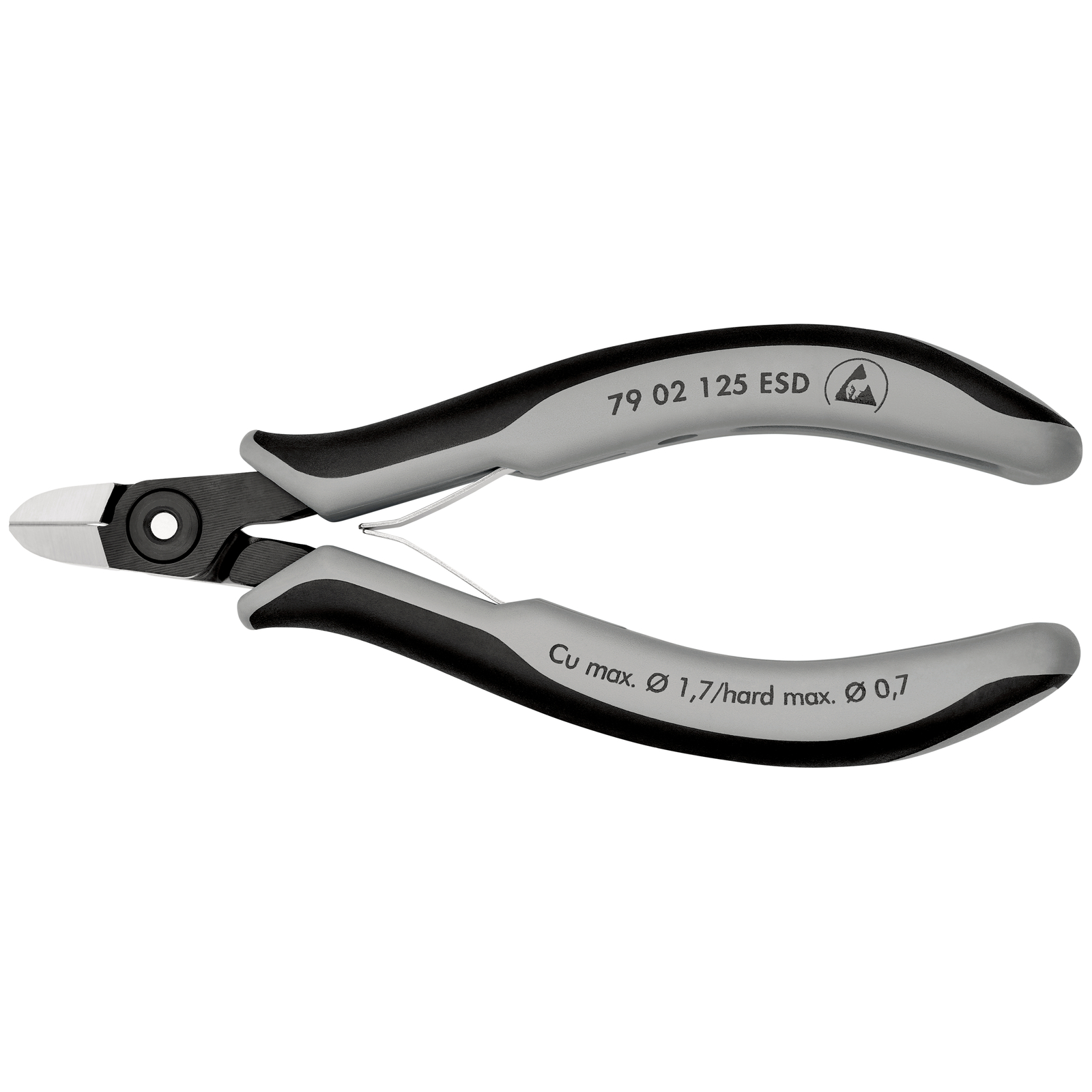Pince coupante de précision petit biseau 125mm - Ressort - Bi-matière - ESD KNIPEX - 7902125ESD