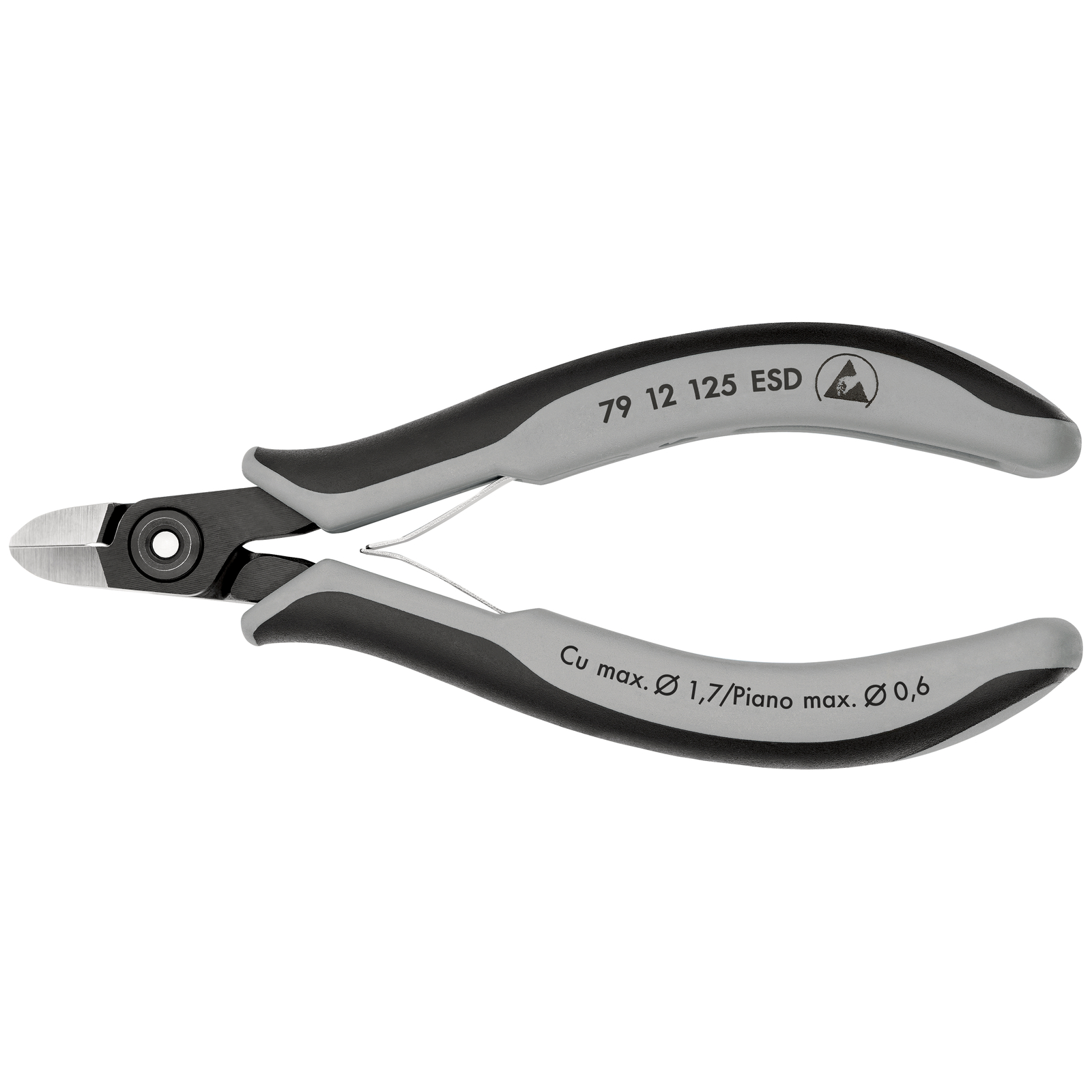 Pince coupante petit biseau renforcé 125mm - Ressort - Bi-matière - ESD KNIPEX - 7912125ESD