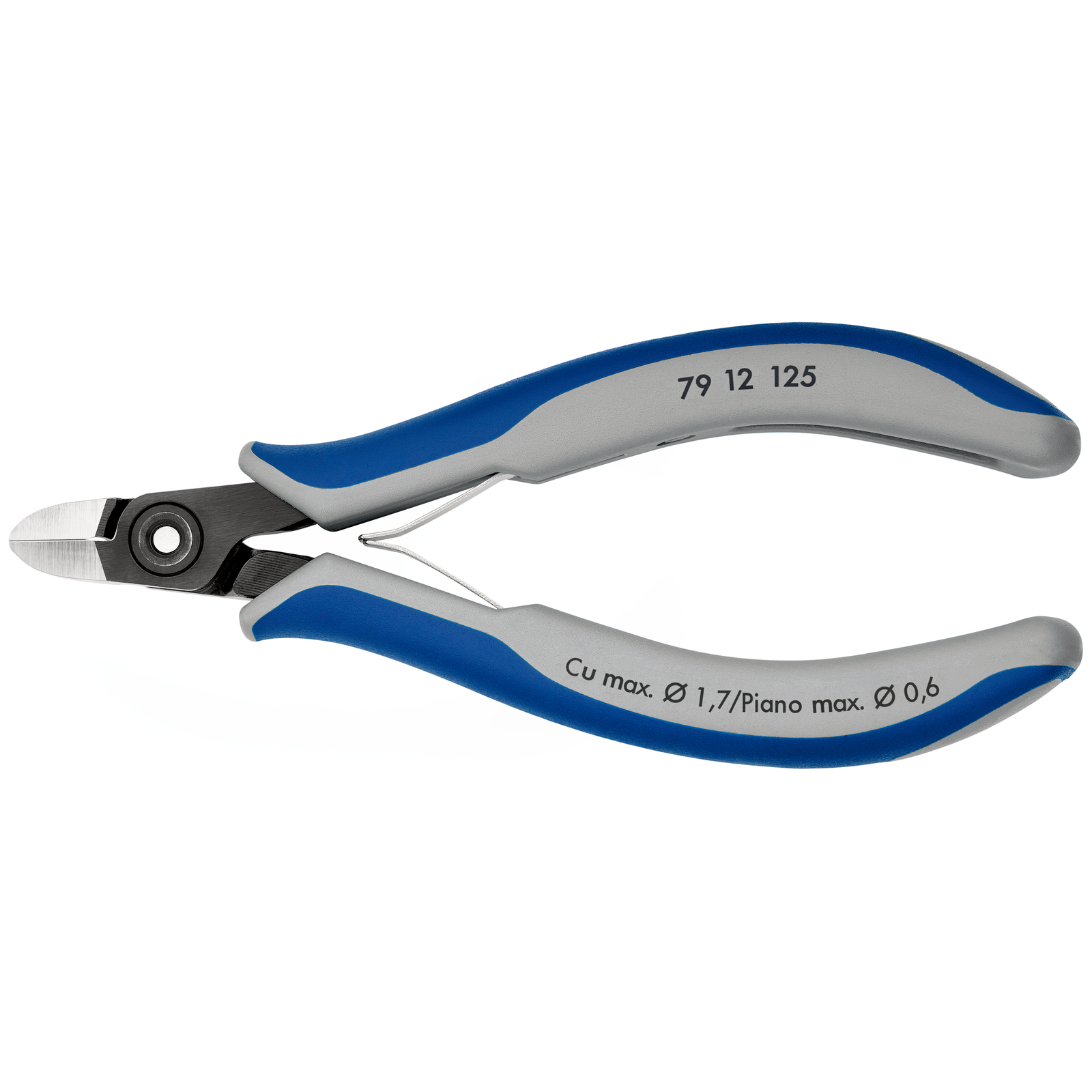 Pince coupante de précision petit biseau renforcé 125mm - Ressort - Bi-matière KNIPEX - 7912125