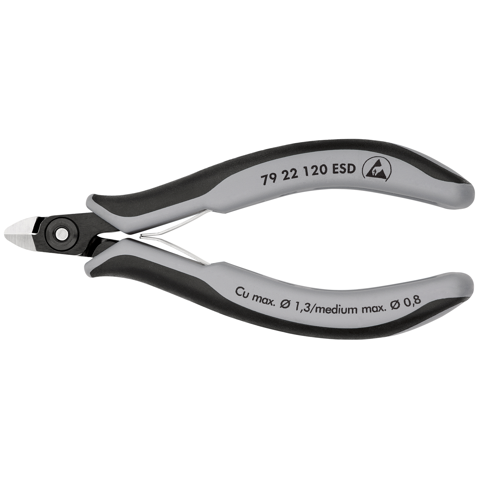 Pince coupante de précision sans biseau 120mm- Ressort - Bi-matière - ESD KNIPEX - 7922120ESD