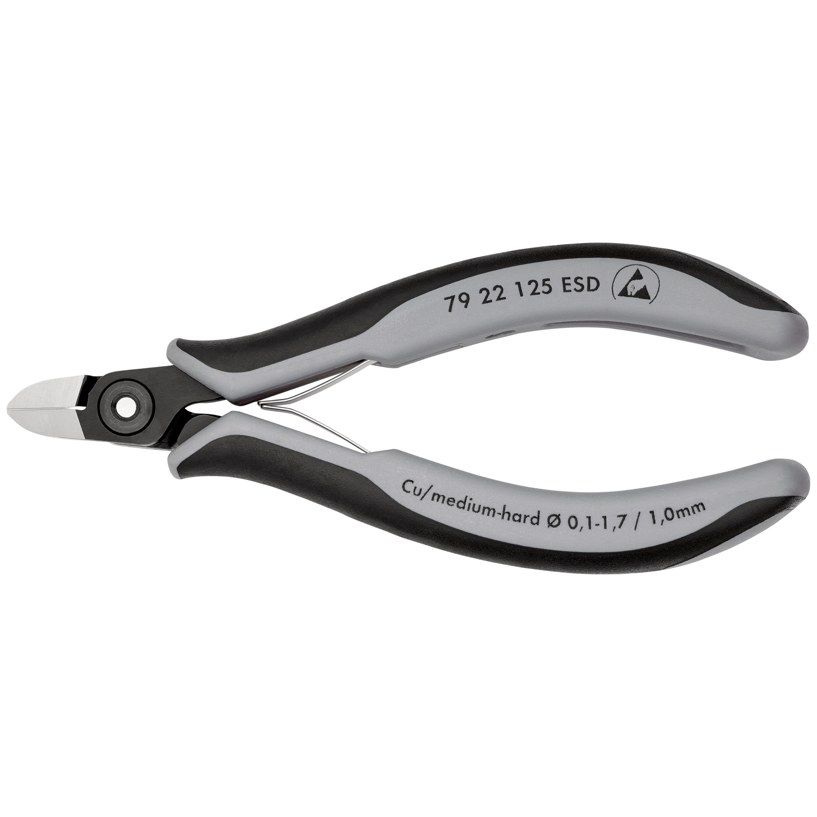 Pince coupante de précision sans biseau 125mm - Ressort - Bi-matière - ESD KNIPEX - 7922125ESD
