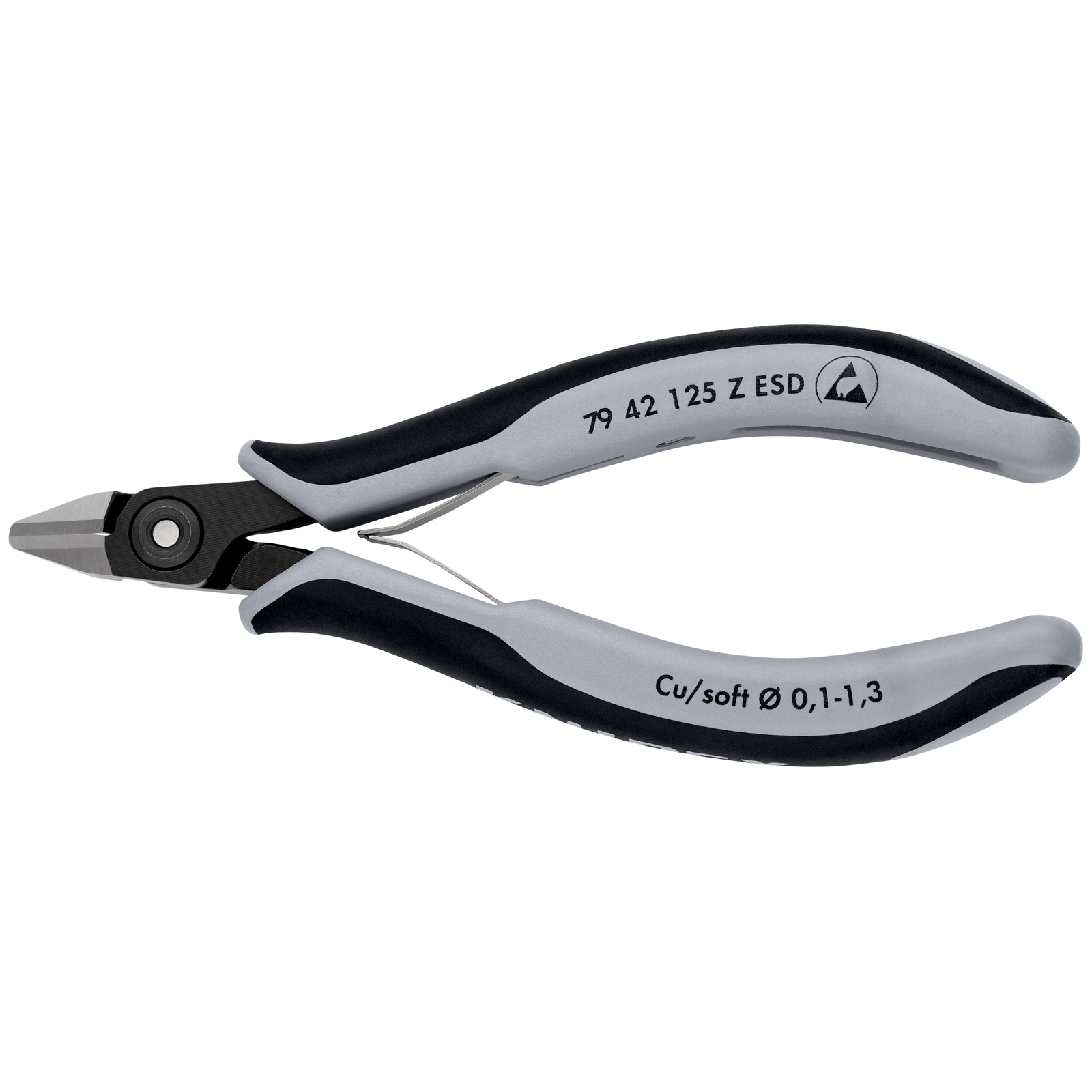 Pince coupante tête pointue coupe à ras 125mm - Ressort - Bi-matière - ESD KNIPEX - 7942125ZESD