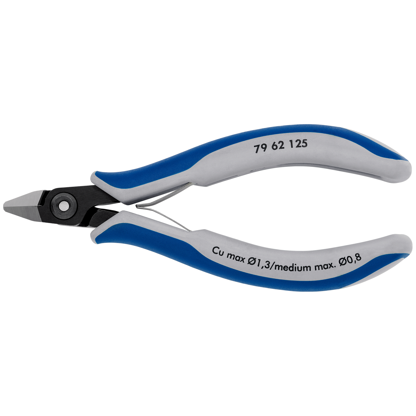 Pince coupante tête pointue sans biseau 125mm Ressort Bi-matière Serre-fils KNIPEX - 7962125