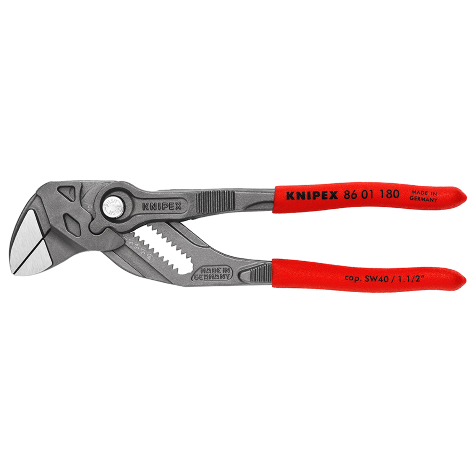 Pince-clé atramentisée noire 180mm - Gainage PVC - Ouverture 40mm - SC KNIPEX - 8601180SB