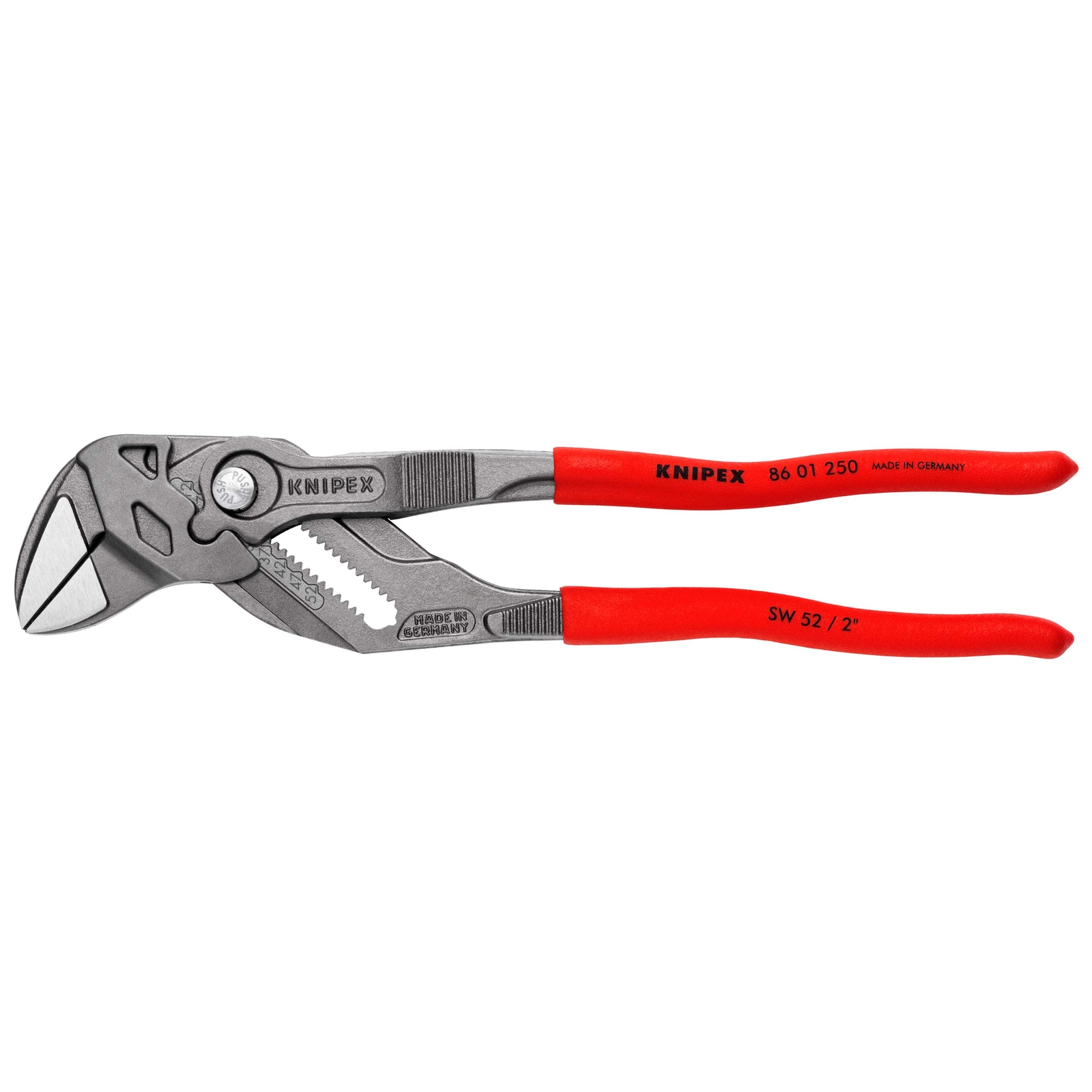 Pince-clé atramentisée noire 250mm - Gainage PVC - Ouverture 52mm ou 2 - SC KNIPEX - 8601250SB