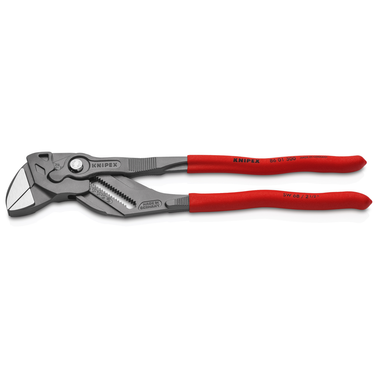 Pince-clé noire tête polie 300 mm - Gainage PVC - Capacité 68mm KNIPEX - 8601300