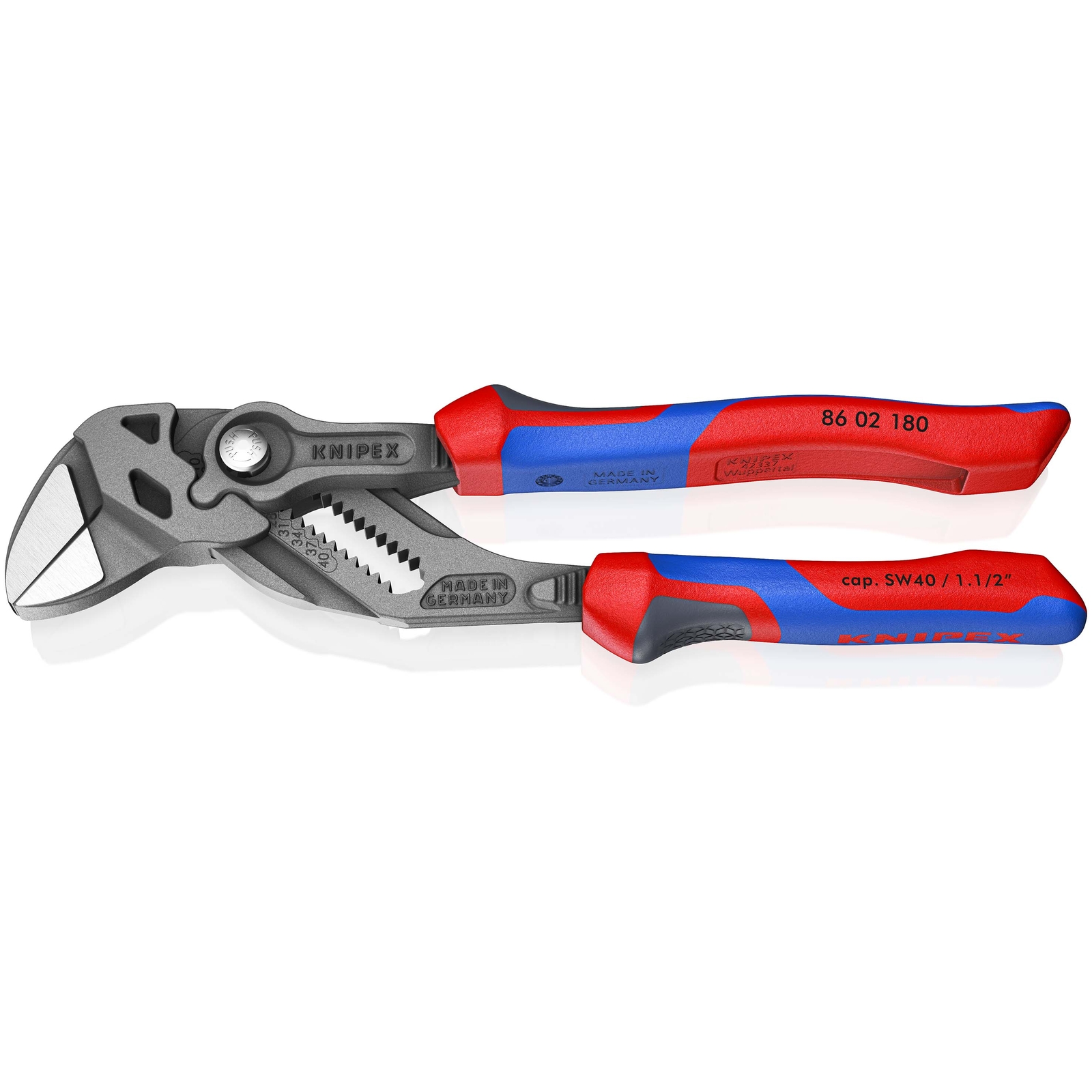 Pince-clé atramentisée noire 180 mm - Gainage bi-matière - Ouverture 40mm KNIPEX - 8602180