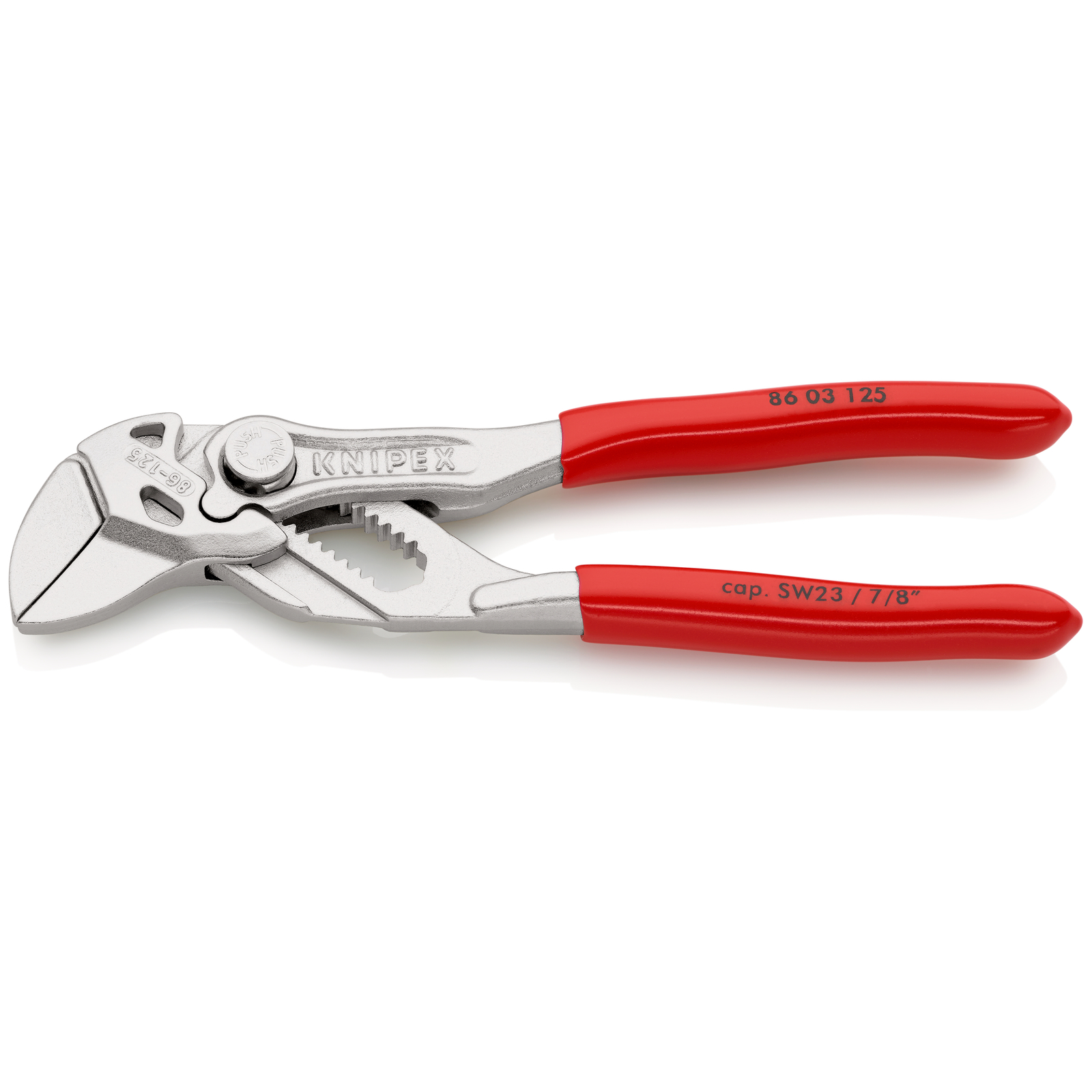 Pince-clé 125mm - Gainage PVC - Chromée - Ouverture 23mm - SC KNIPEX - 8603125SB