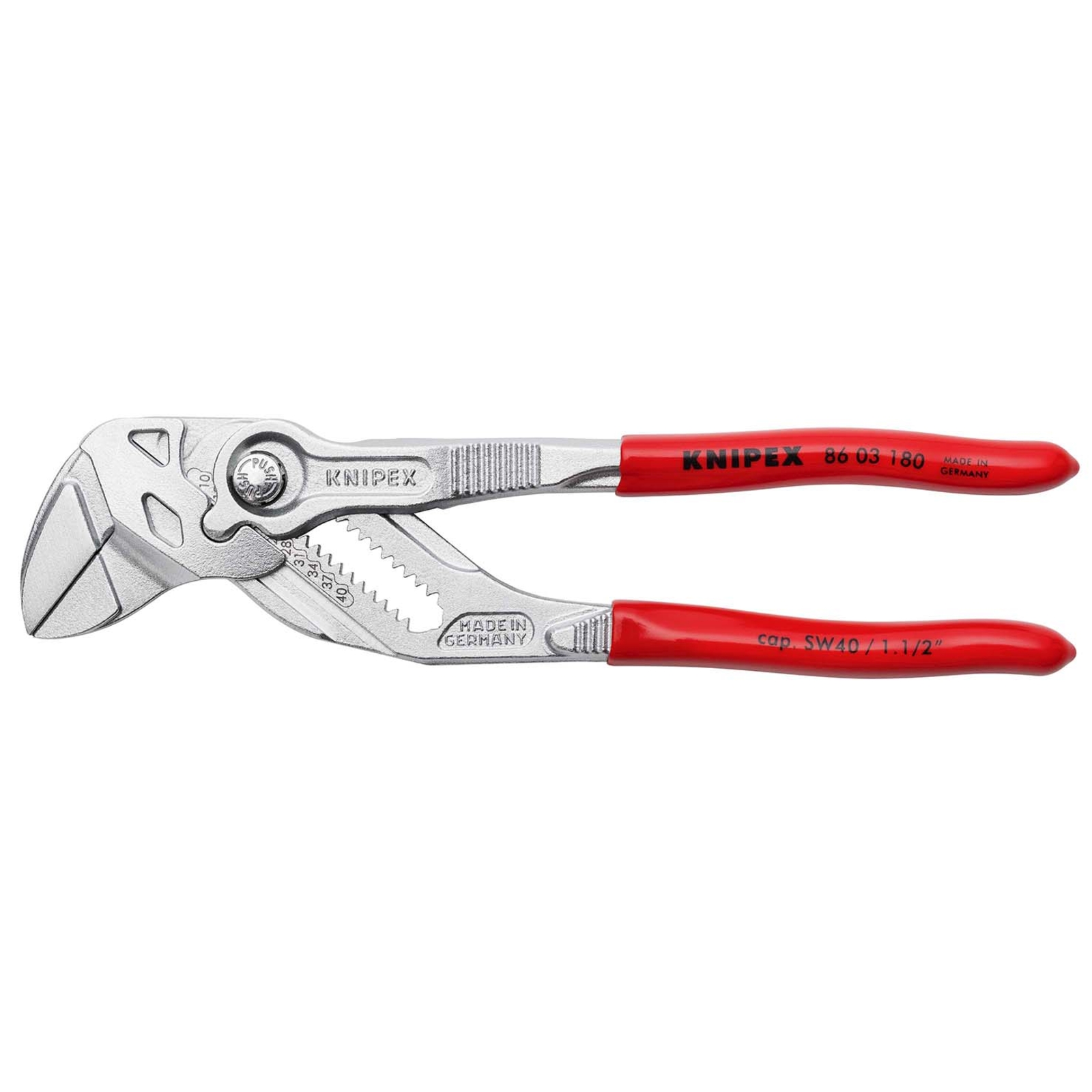 Pince-clé 180mm - Gainage PVC - Chromée - Capacité 40mm KNIPEX - 8603180