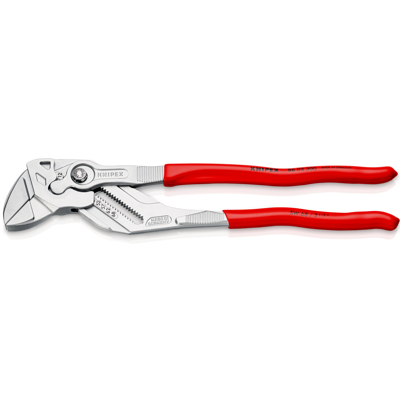 Pince-clé 300mm - Gainage PVC - Chromée - Ouverture 68mm - SC KNIPEX - 8603300SB