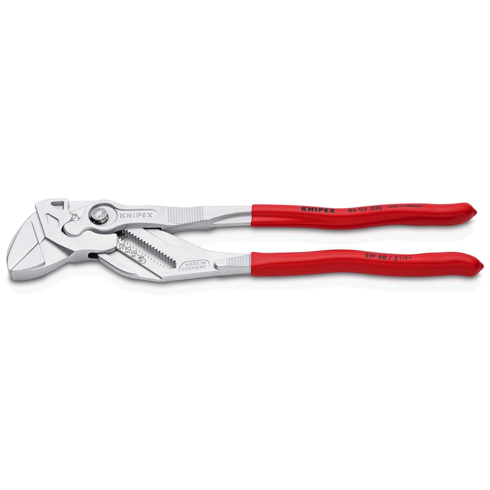 Pince-clé 300mm - Gainage PVC - Chromée - Ouverture 68mm KNIPEX - 8603300