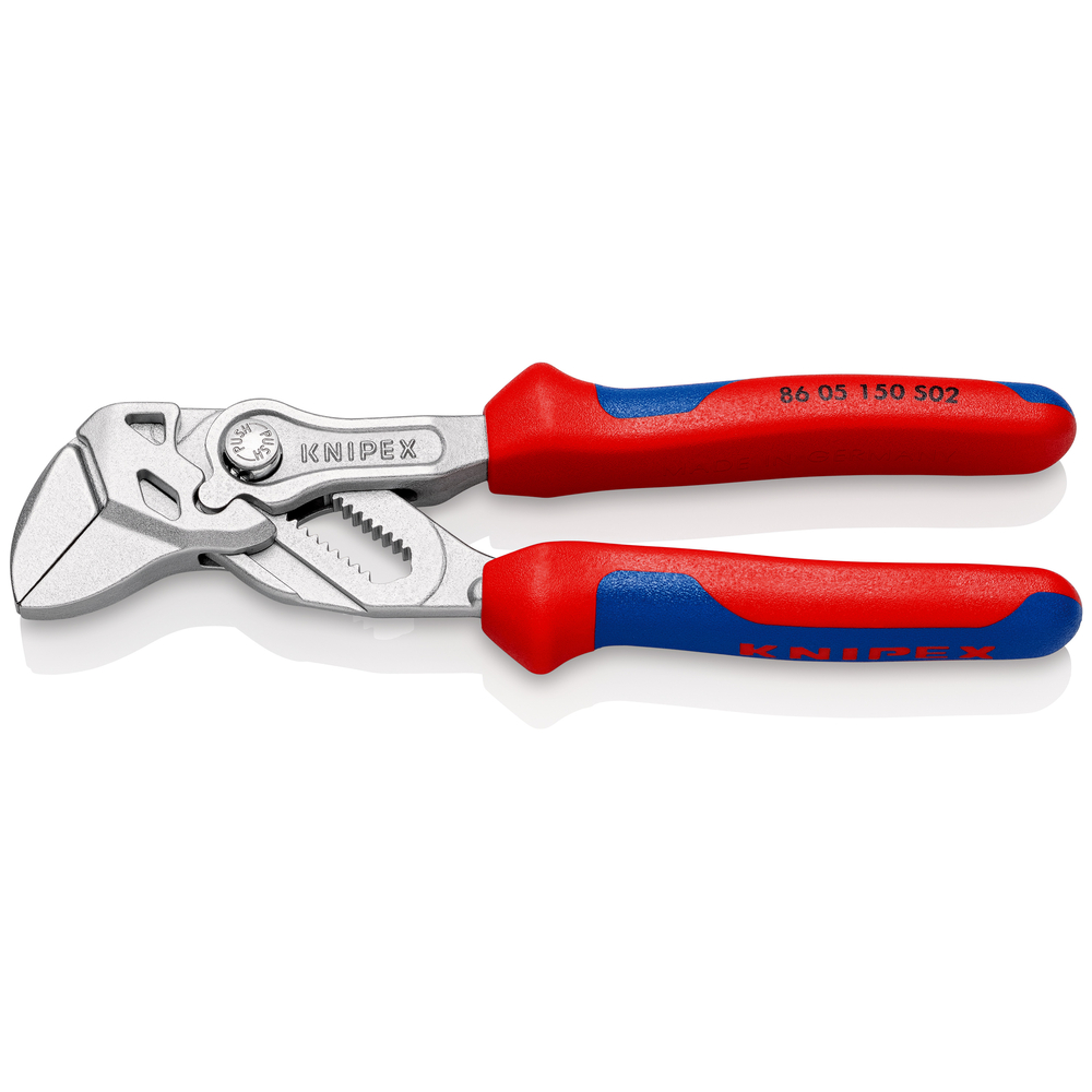 Pince-clé 150mm à mâchoires striées - Gainage bi-matière - Chromée - 27mm KNIPEX - 8605150S02