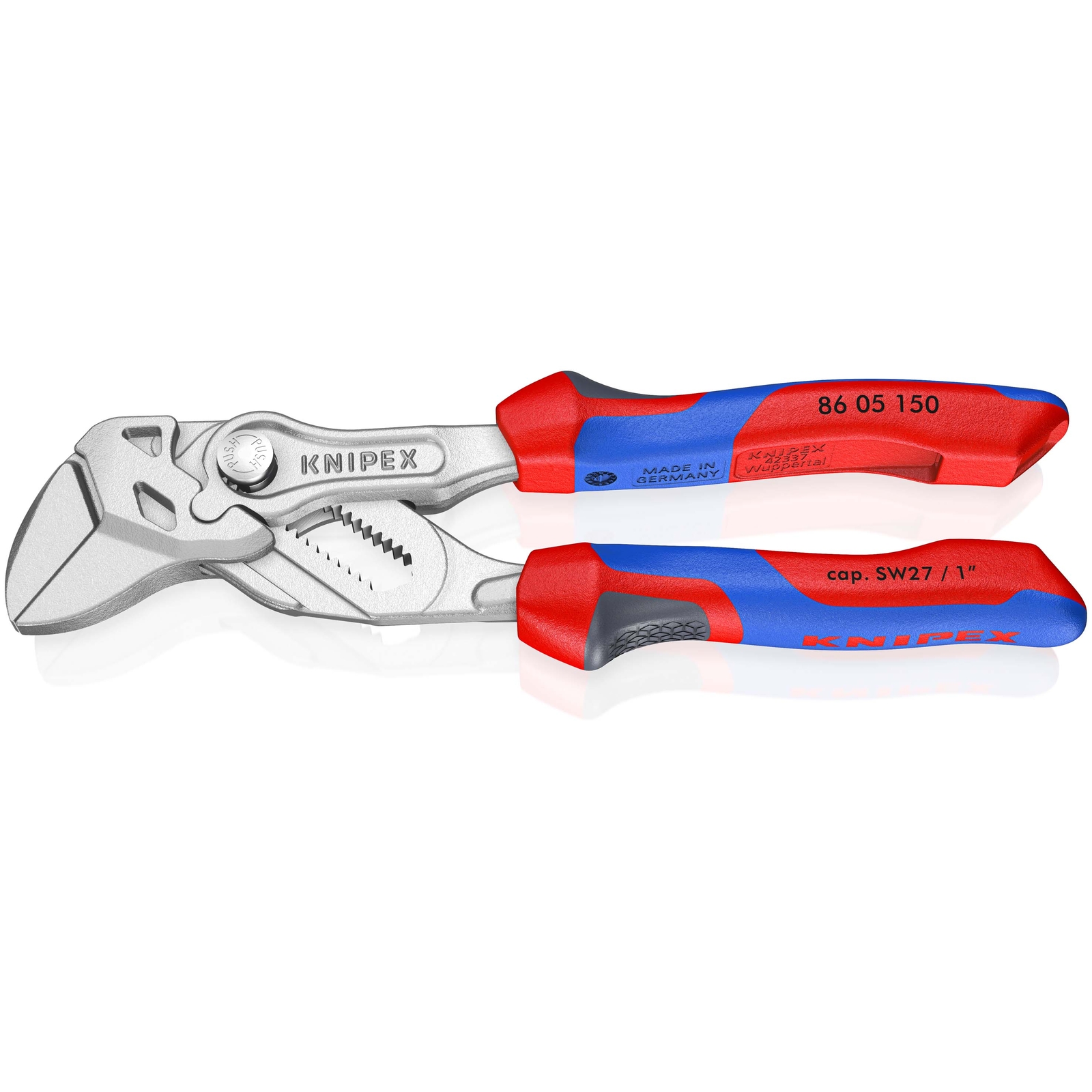 Pince-clé 150mm - Bi-matière - Chromée - Ouverture 27mm KNIPEX - 8605150