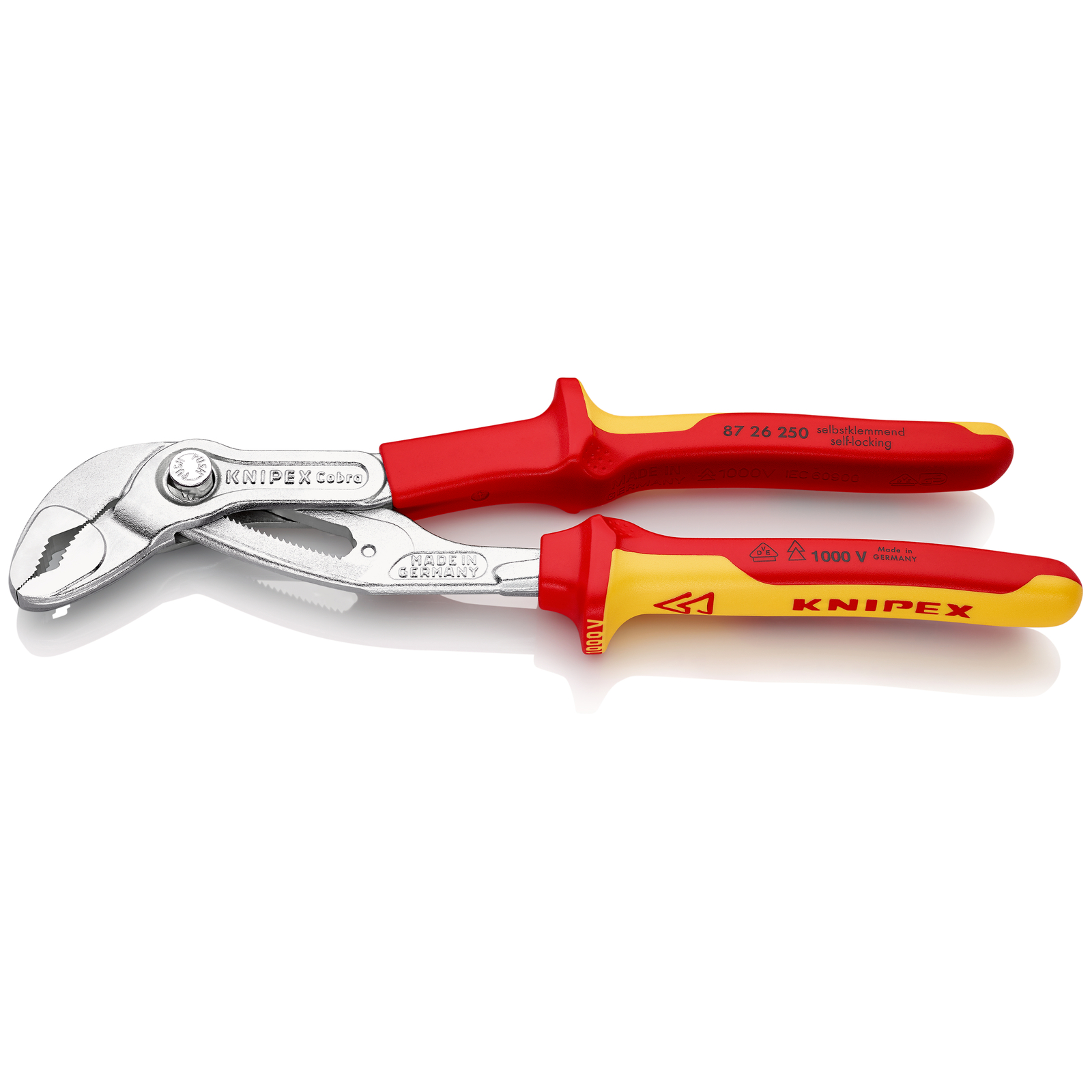 Pince multiprise Cobra 250mm - Bi-matière - Chromée - 1000V - Ouverture 46mm SC KNIPEX - 8726250SB