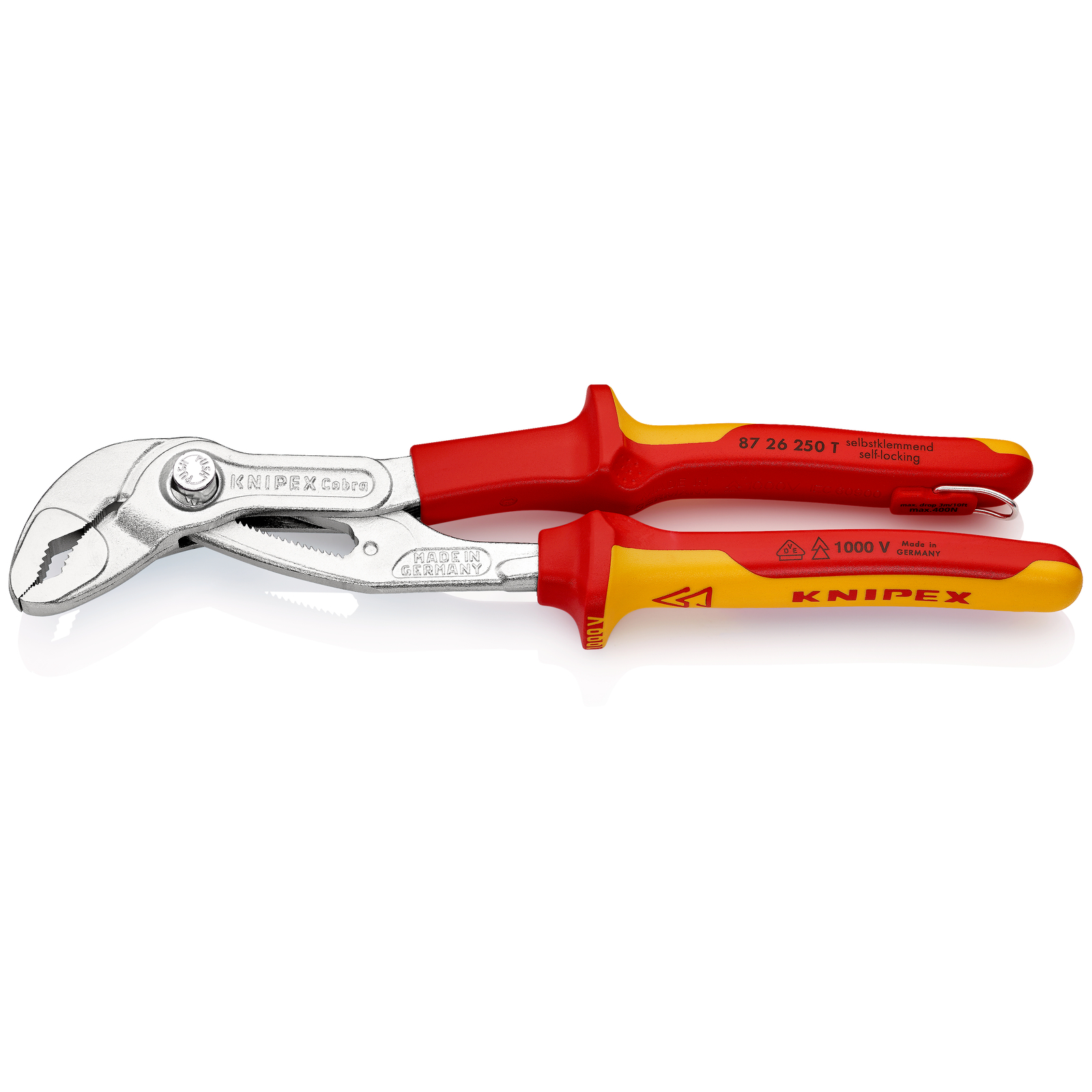 Pince multiprise Cobra 250mm Bi-matière Chromée 1000V Antichute Ouverture 46mm KNIPEX - 8726250T