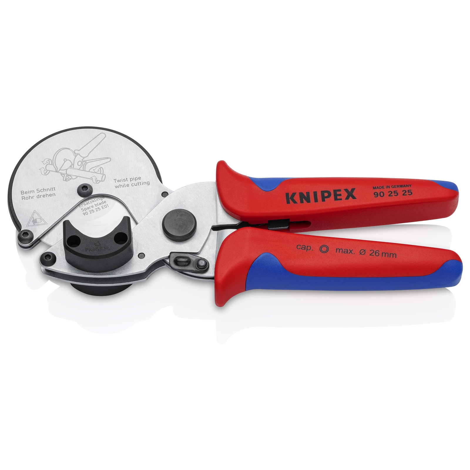 Coupe-tubes multicouches / PE - Ø 26mm max - sans déformation grâce à sa molette KNIPEX - 902525
