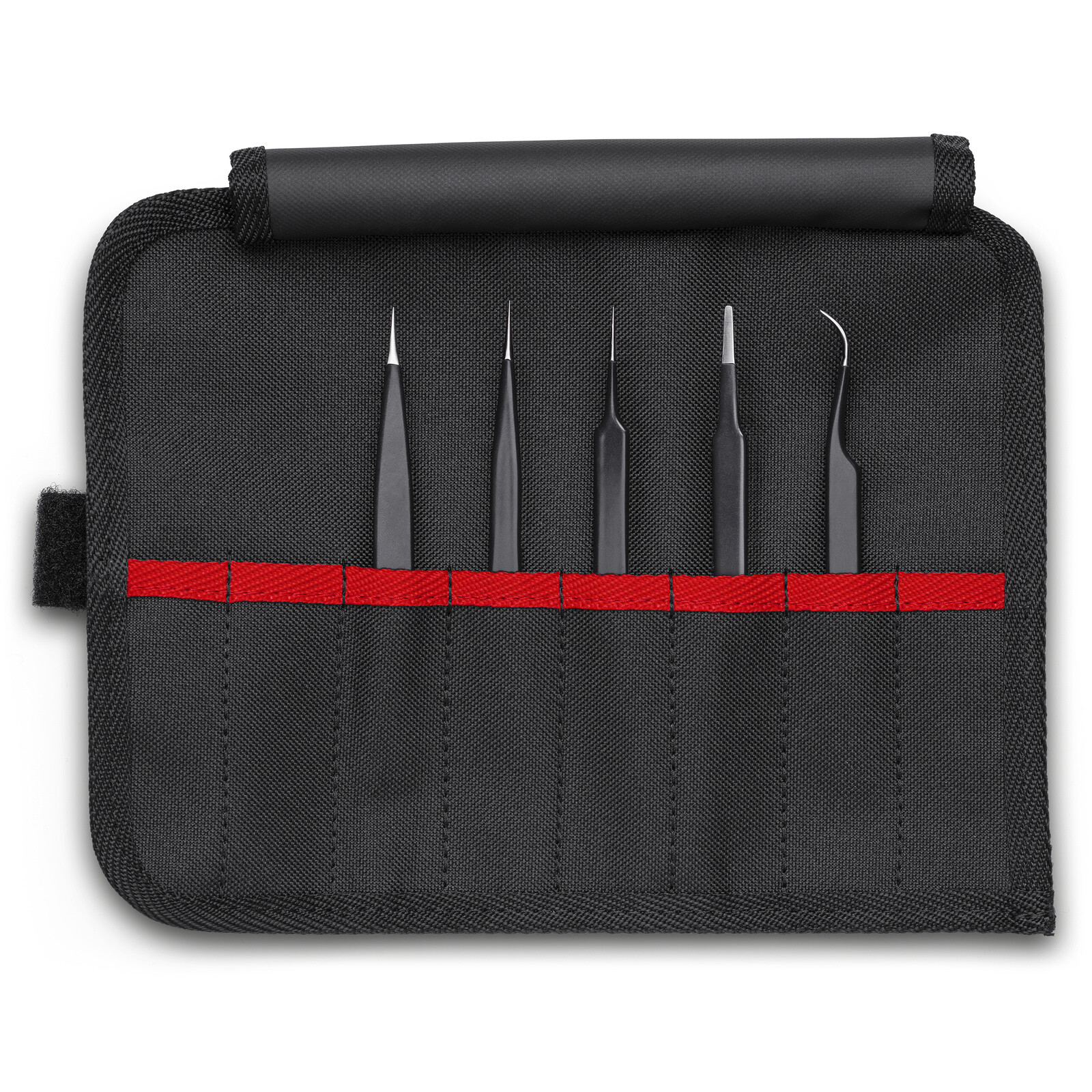 Lot de 5 pinces brucelles ESD en trousse tissu KNIPEX - 920001ESD
