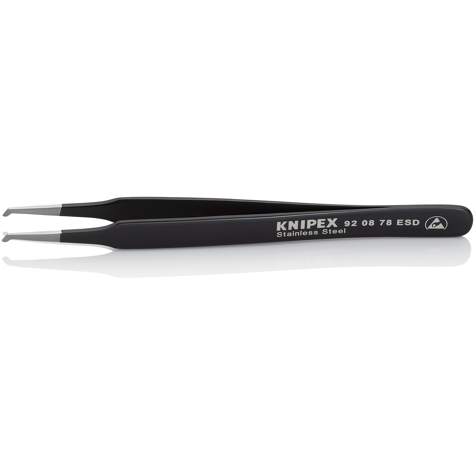 Brucelle de précision 120mm coudée 45° - ESD - Acier inoxydable antimagnétique KNIPEX - 920878ESD