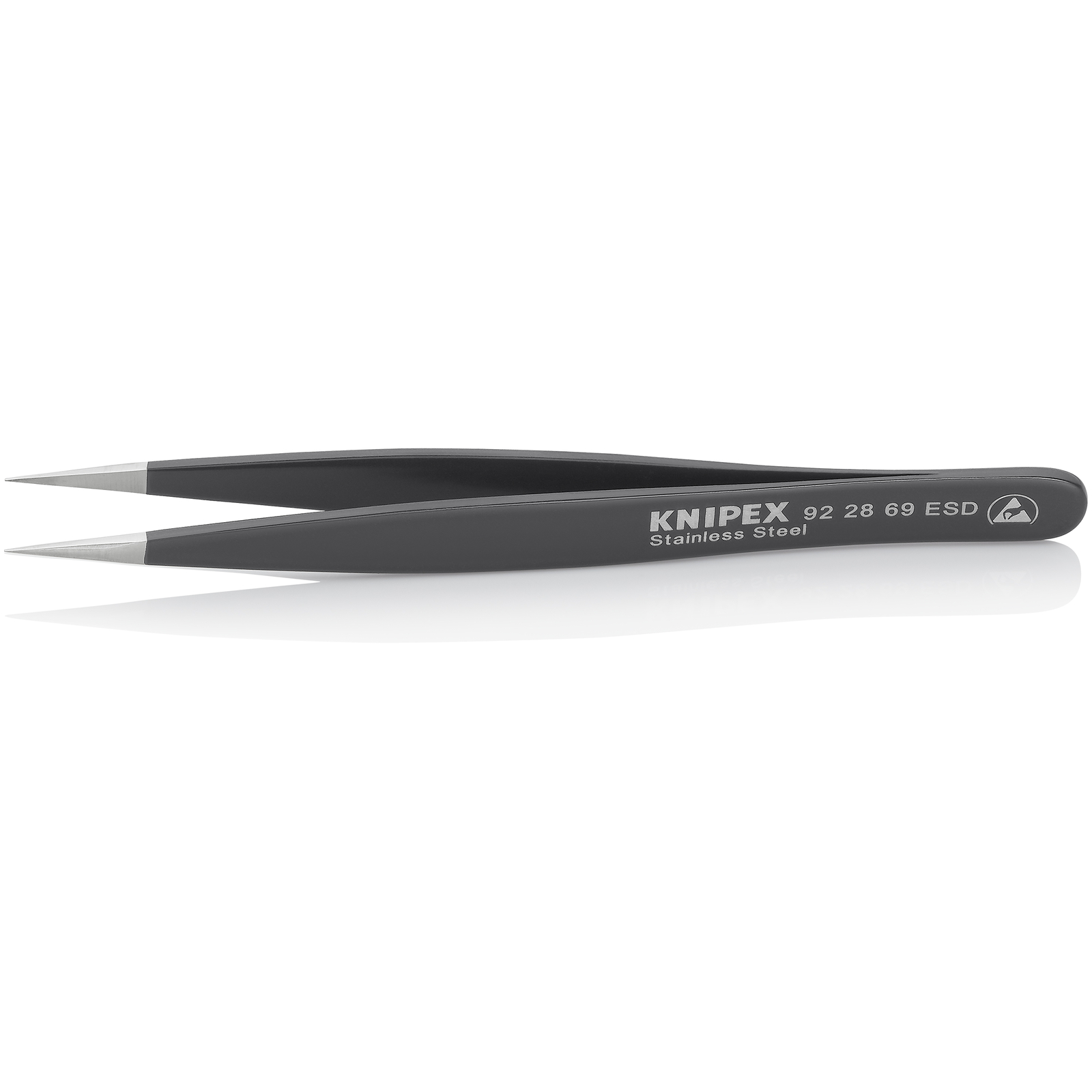 Brucelle de précision 130mm droite ESD Pointue - Acier inox antimagnétique KNIPEX - 922869ESD