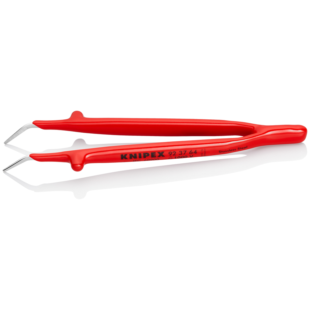 Brucelle de précision 150mm coudée 45° - Isolée 1000V - Pointue - Acier chromé KNIPEX - 923764