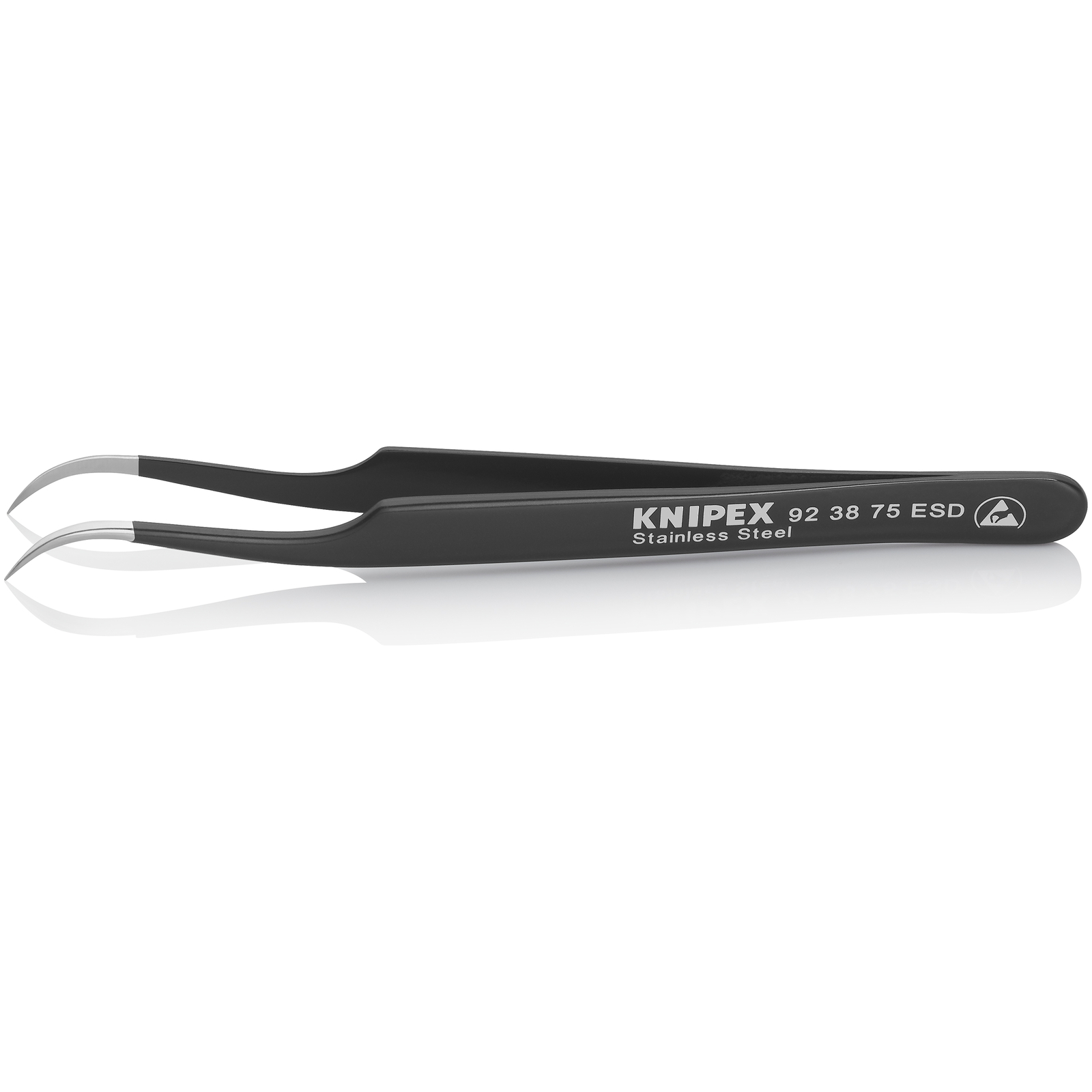 Brucelle de précision 120mm coudée 45° - ESD - Ultrafine - Acier inoxydable KNIPEX - 923875ESD