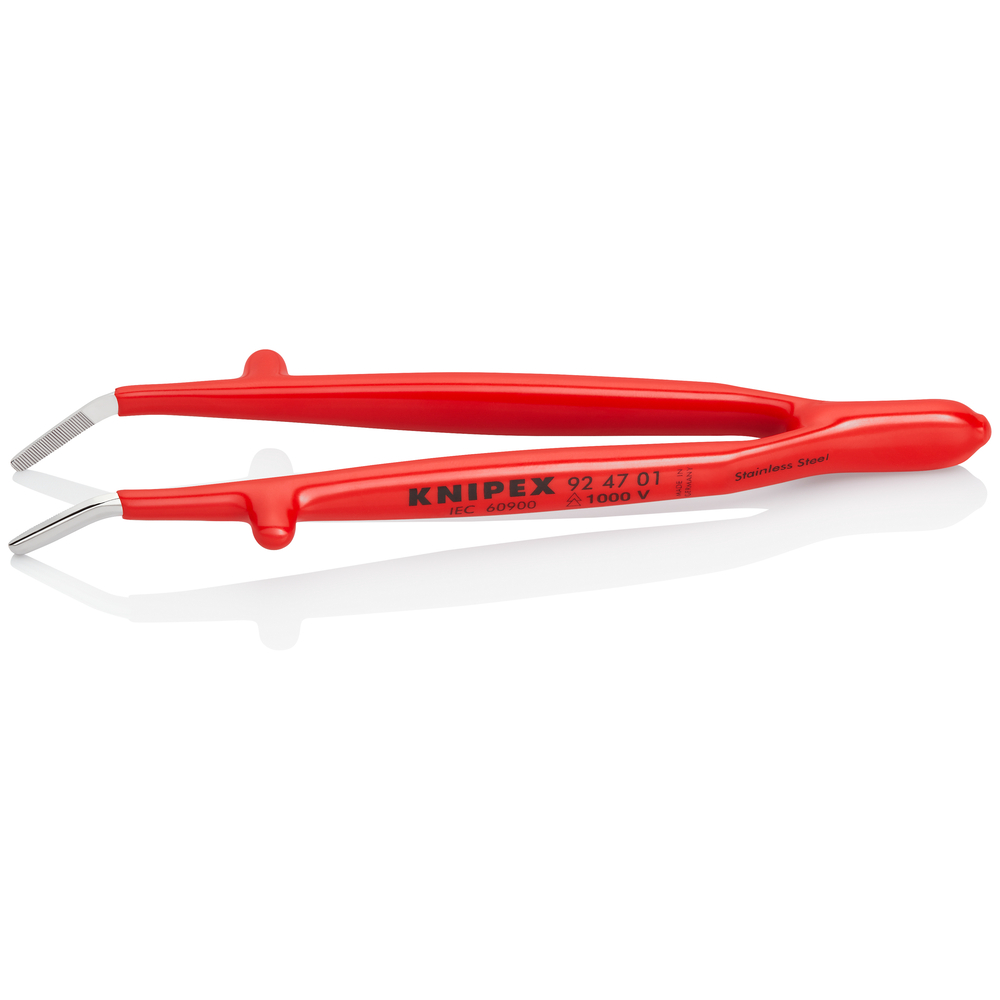 Pince brucelle inox 142mm coudée isolée 1000V KNIPEX - 924701