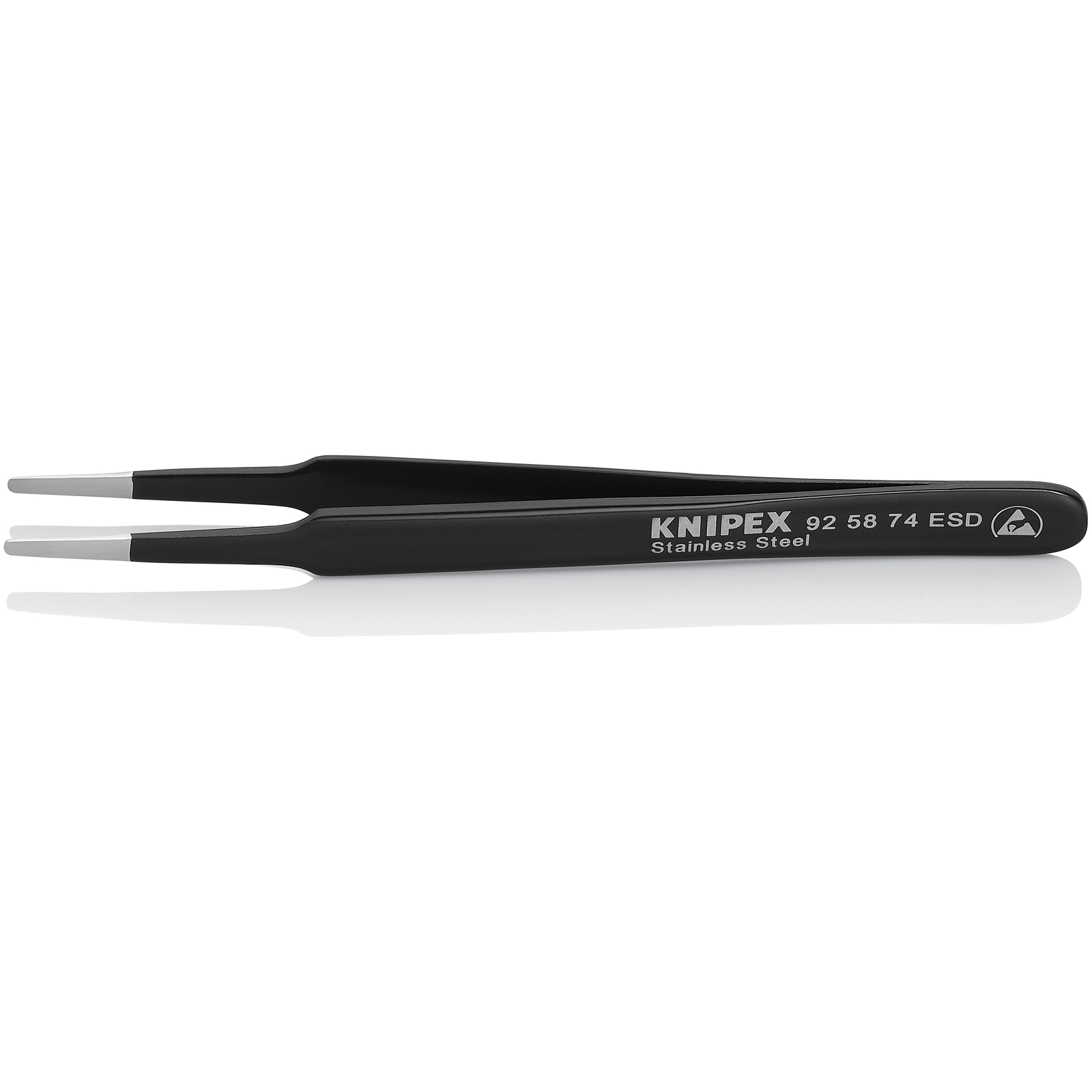 Brucelle de précision 120mm droite - ESD - Pointes rondes effilées - Acier Inox KNIPEX - 925874ESD
