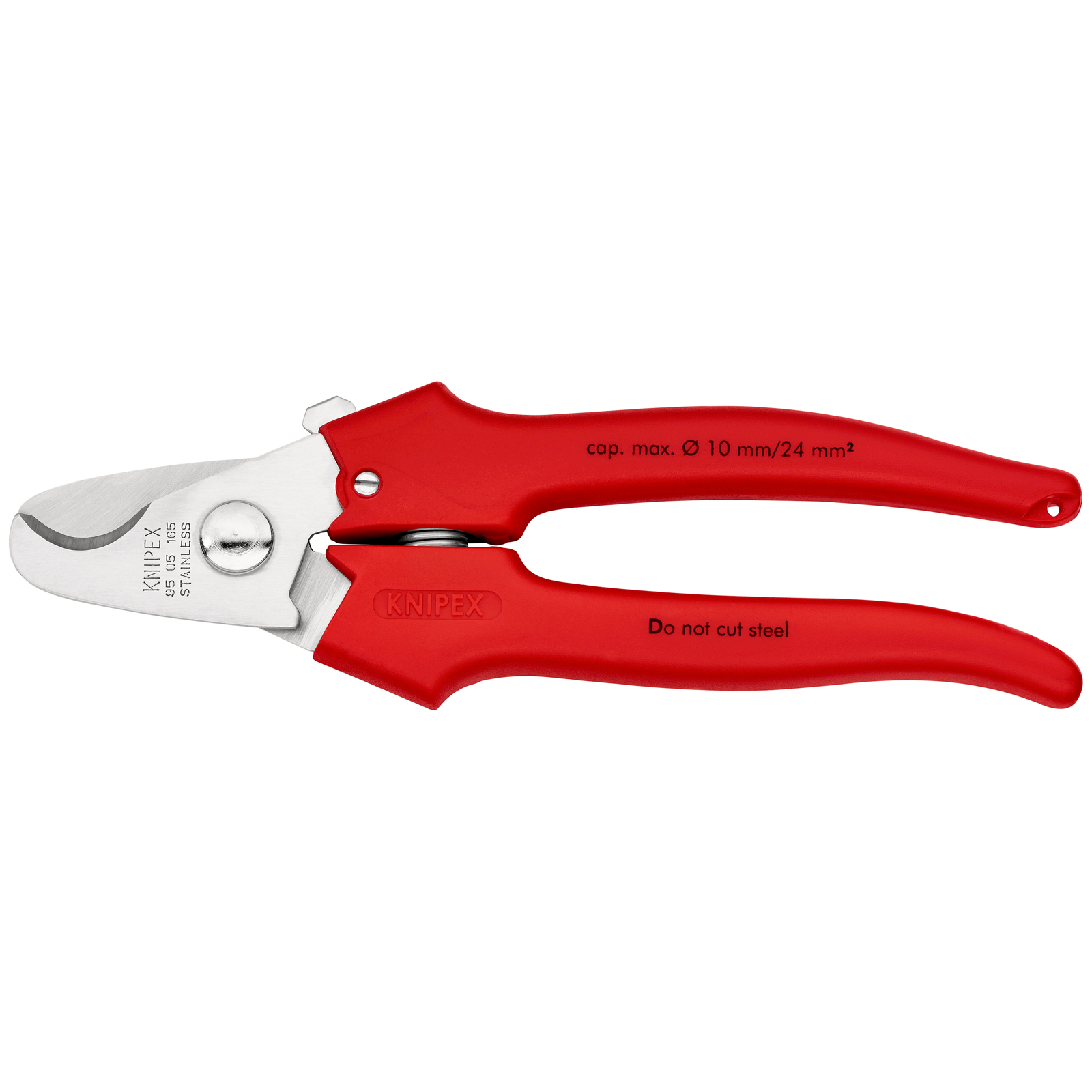 Coupe-câbles Cu/Al - 165mm - D10mm/24mm² - Poignées PVC - Acier inoxydable KNIPEX - 9505165