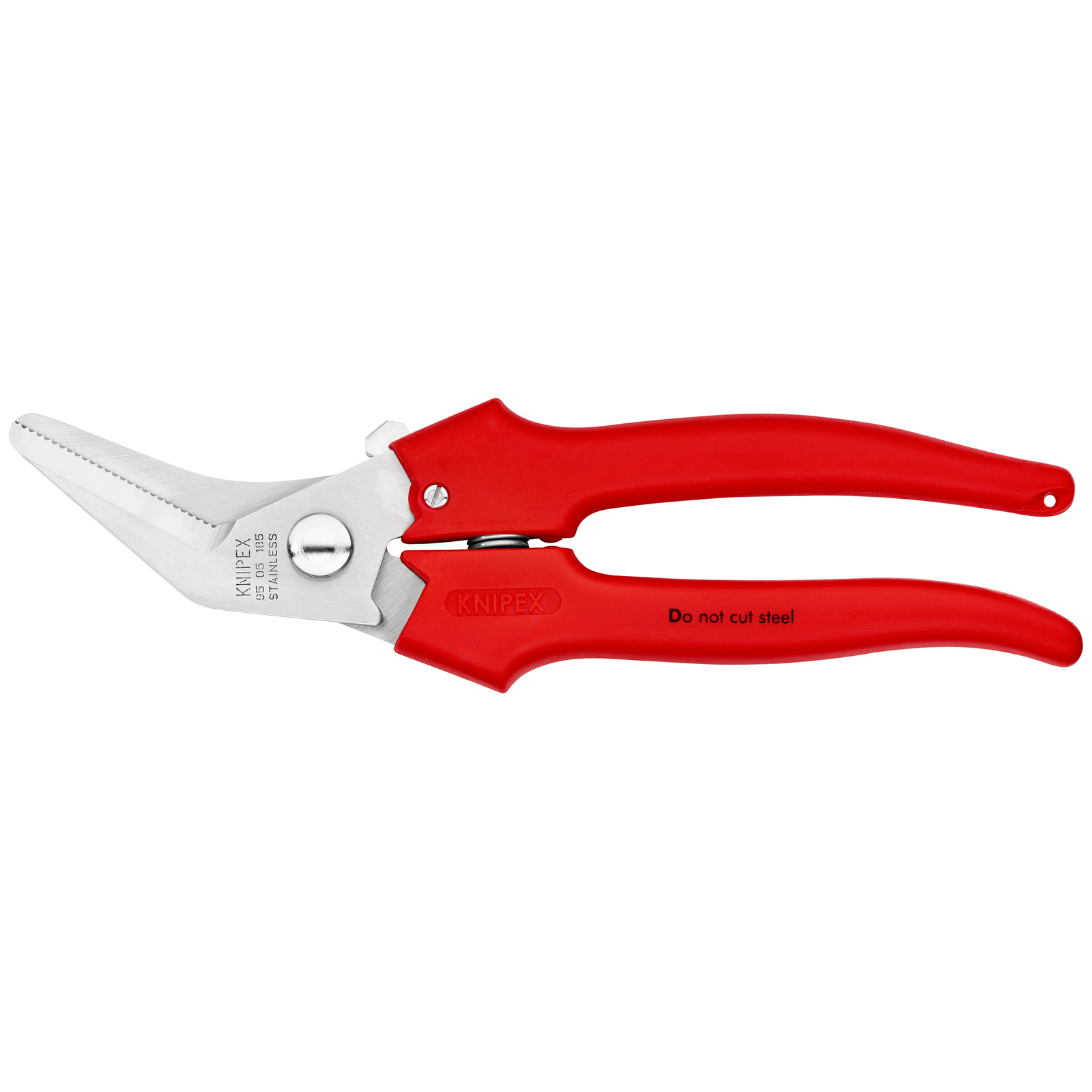 Ciseaux universels coupe-tout 185mm coudés à 40° - Poignées PVC - Acier inox KNIPEX - 9505185