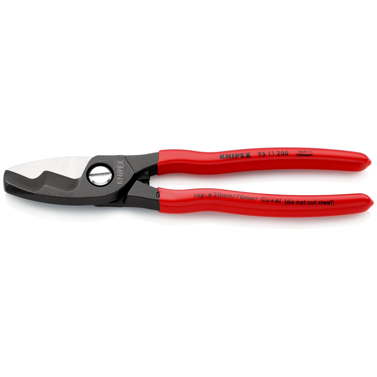 Coupe-câbles 200mm - D20mm / 70mm² Cu/Al - Gainage PVC KNIPEX - 9511200SB