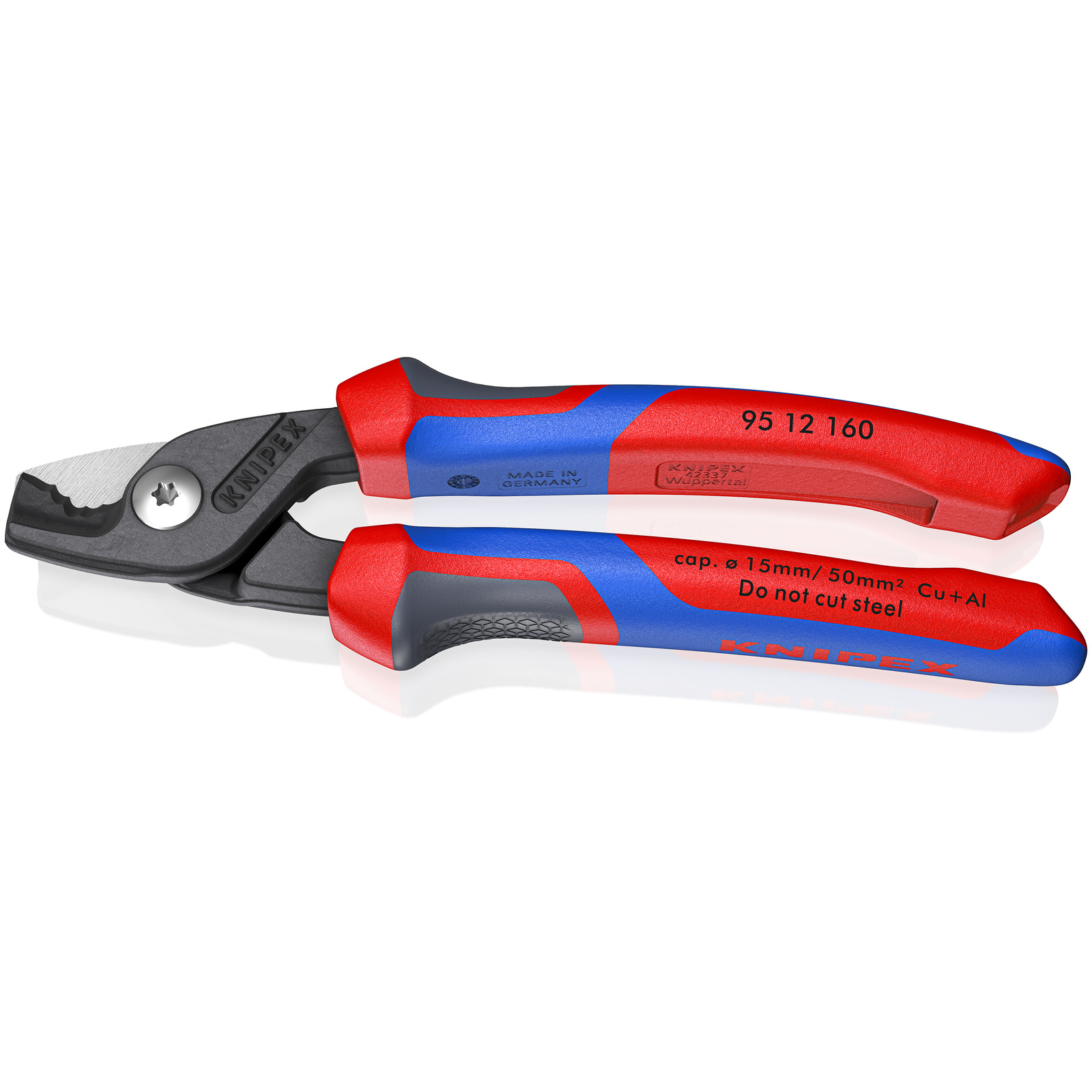Coupe-câbles StepCut 160mm - Gainage tri-matière - Cu/Al D15mm/50mm² -SC KNIPEX - 9512160SB