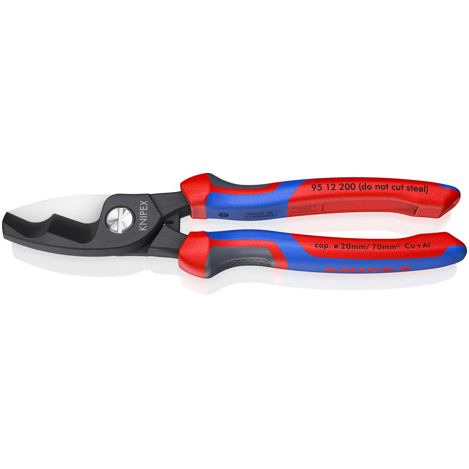 Coupe-câbles 200mm - D20mm/70mm² Cu/Al - Gainage tri-matière KNIPEX - 9512200SB