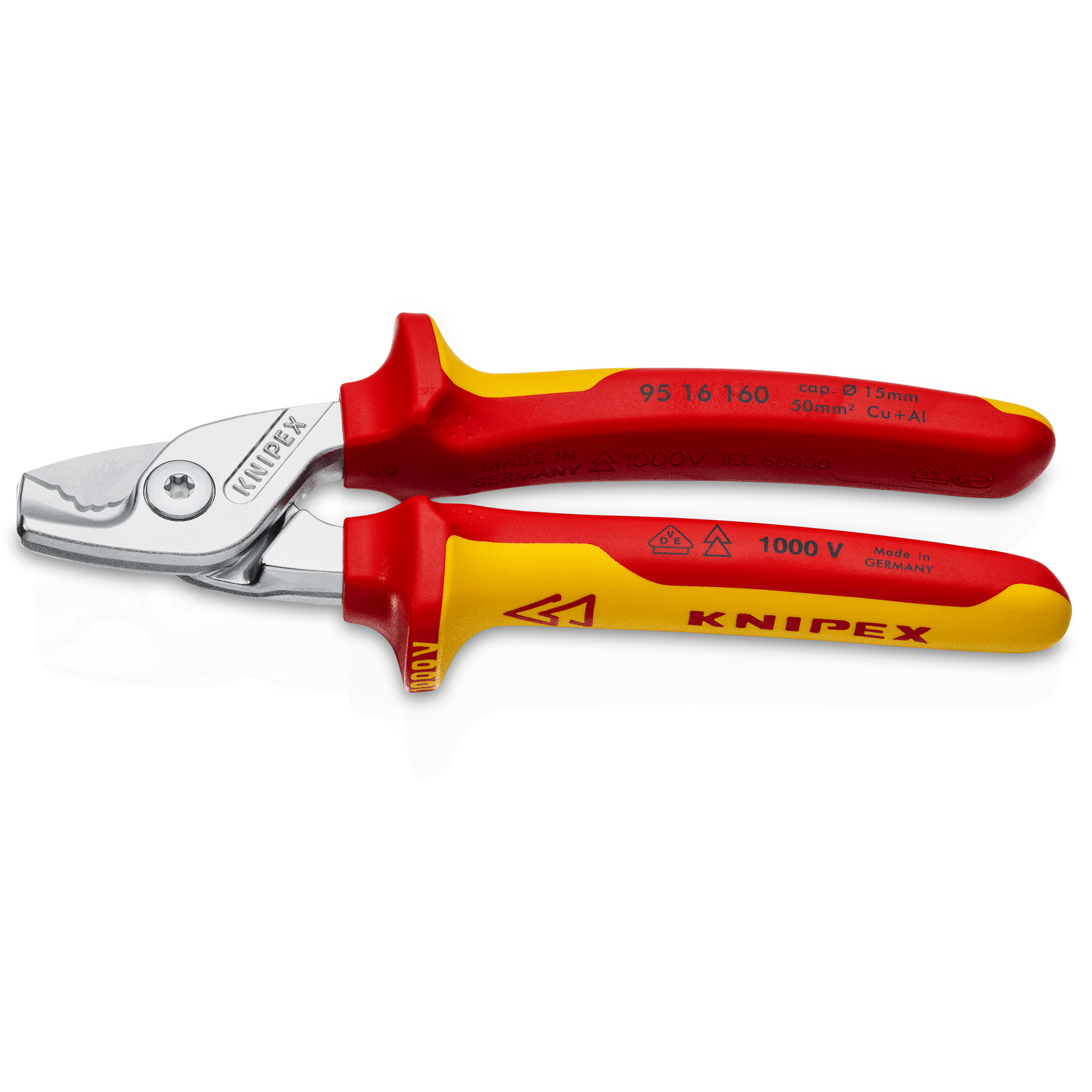 Coupe-câbles StepCut - 160mm - Chromé - Isolé 1000V - Cu/Al D15mm/50mm² KNIPEX - 9516160SB