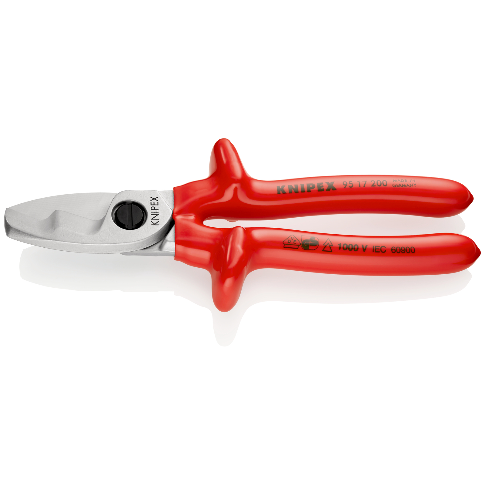 Coupe-câbles 200mm - D20mm/70mm² Cu/Al - Gainage surmoulé isolé 1000V - Chromé KNIPEX - 9517200