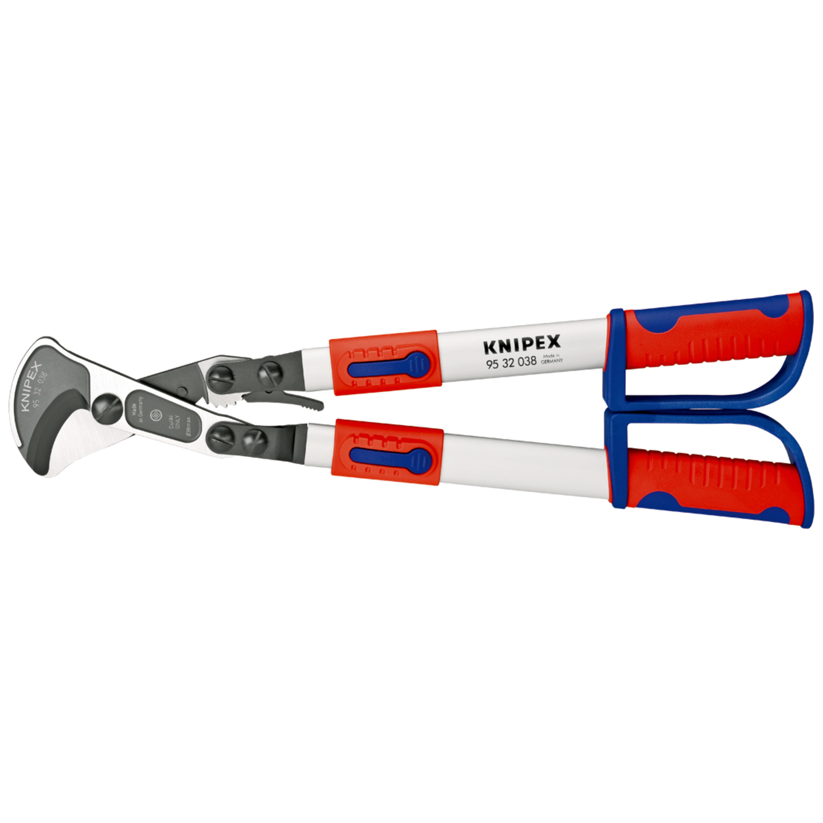Coupe-câbles à cliquet 570mm - Cu/Al D38mm/280mm² - Bras télescopiques KNIPEX - 9532038